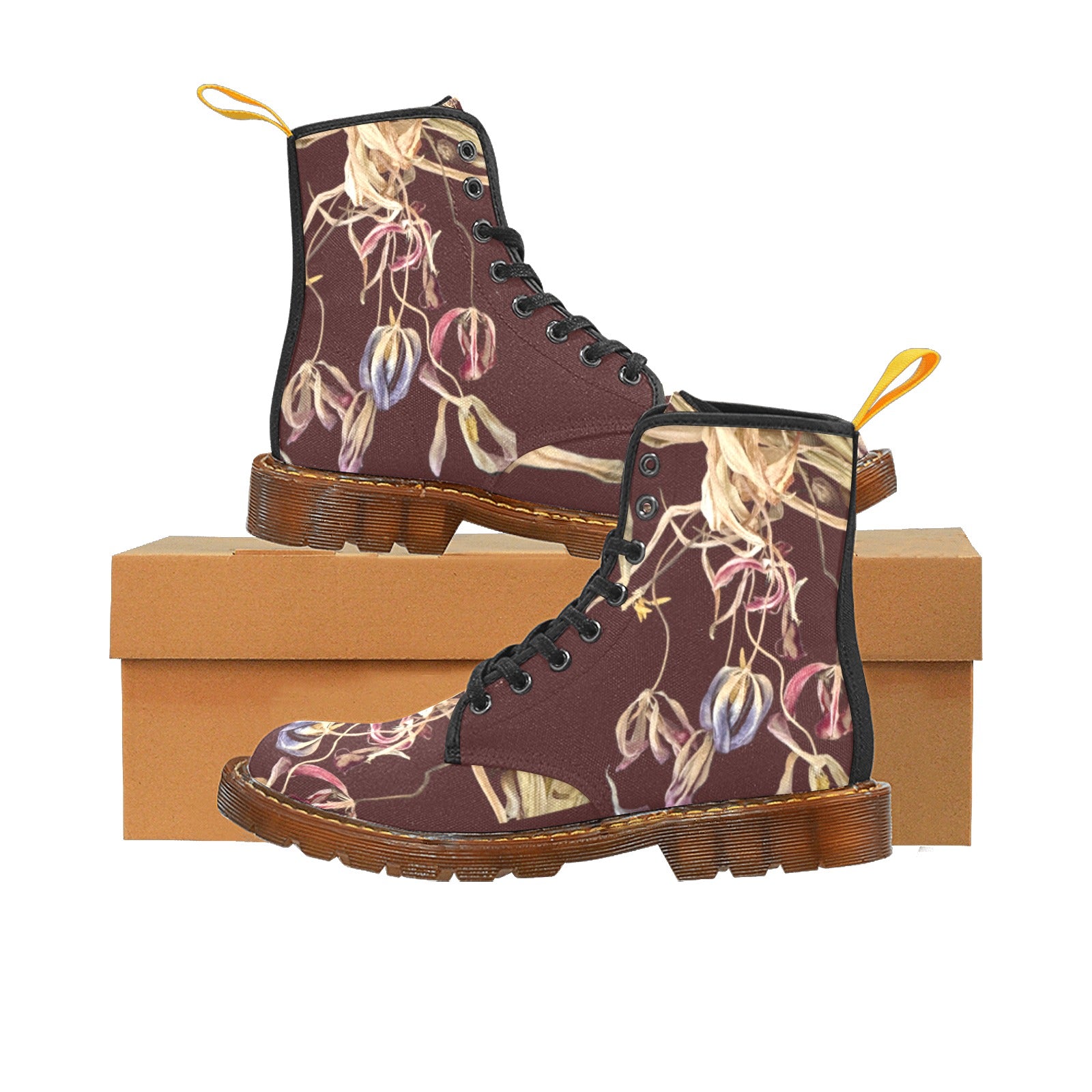 Tulip Universe Chocolate Custom Canvas Boots For Women Model 1203H