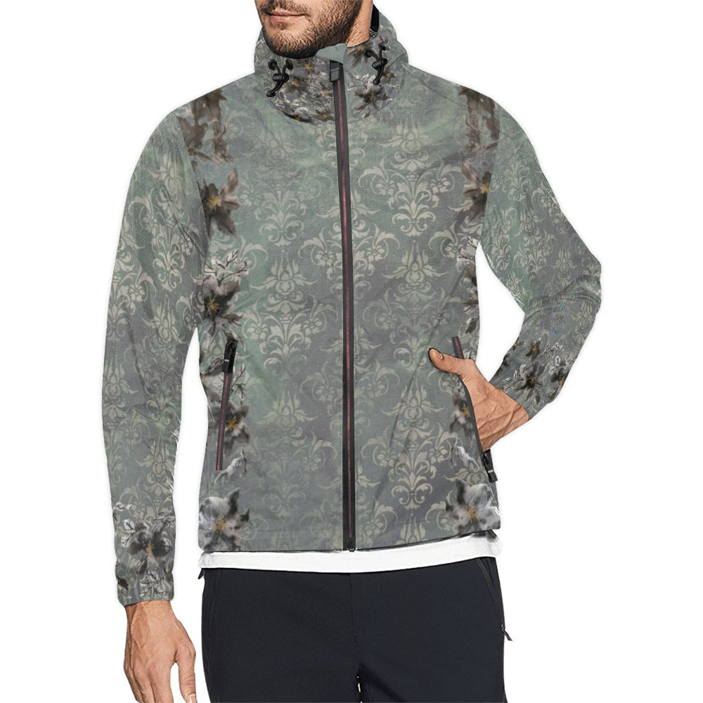 Flower Power Damaskus Green Unisex All Over Print Windbreaker (Model H23)