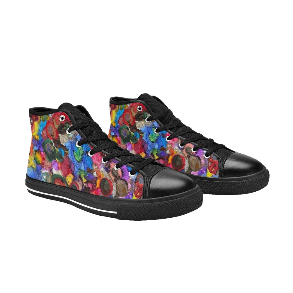 Cosmic Blooms Kids' High Top Canvas Shoes