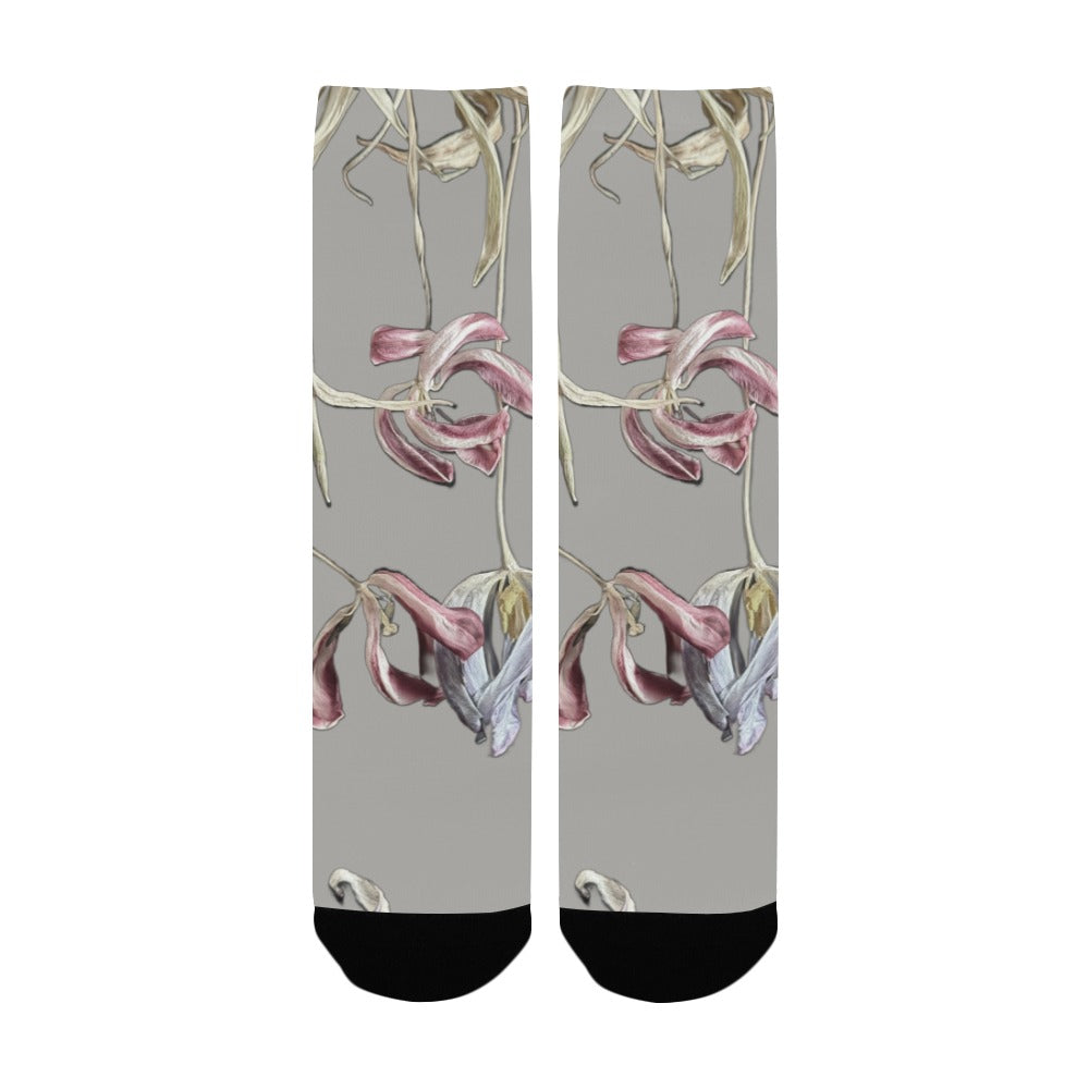 Three Tulips Paper White Women's Custom Socks