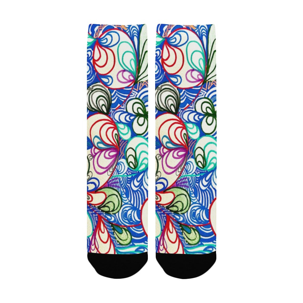 Swirls in Blue Women's Custom Socks