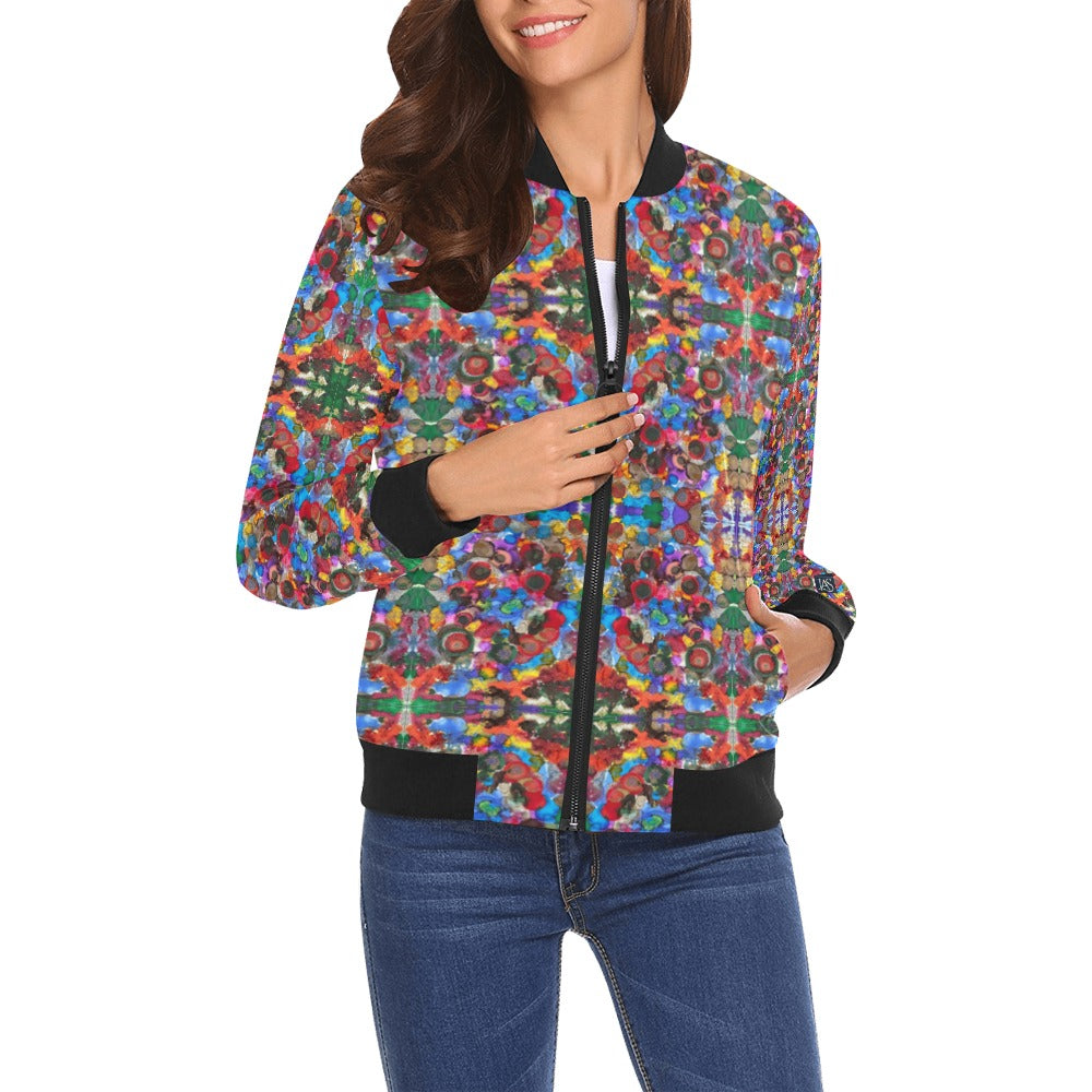 Cosmic Blooms Mega Bomber Jacket for Women