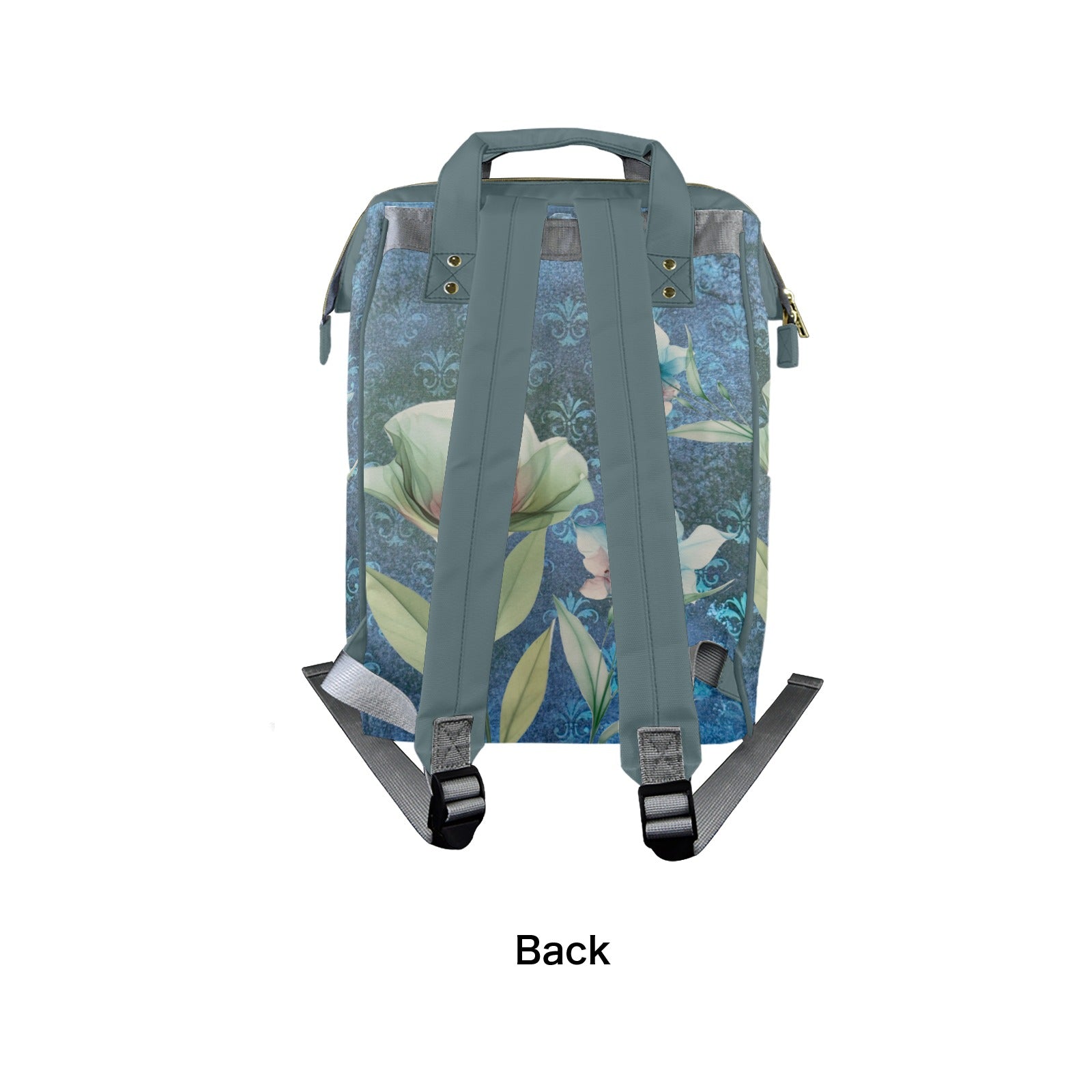 Damascus Blue Flowers Multi - Function Travel Diaper Bag - Large - Lana Art Sweden