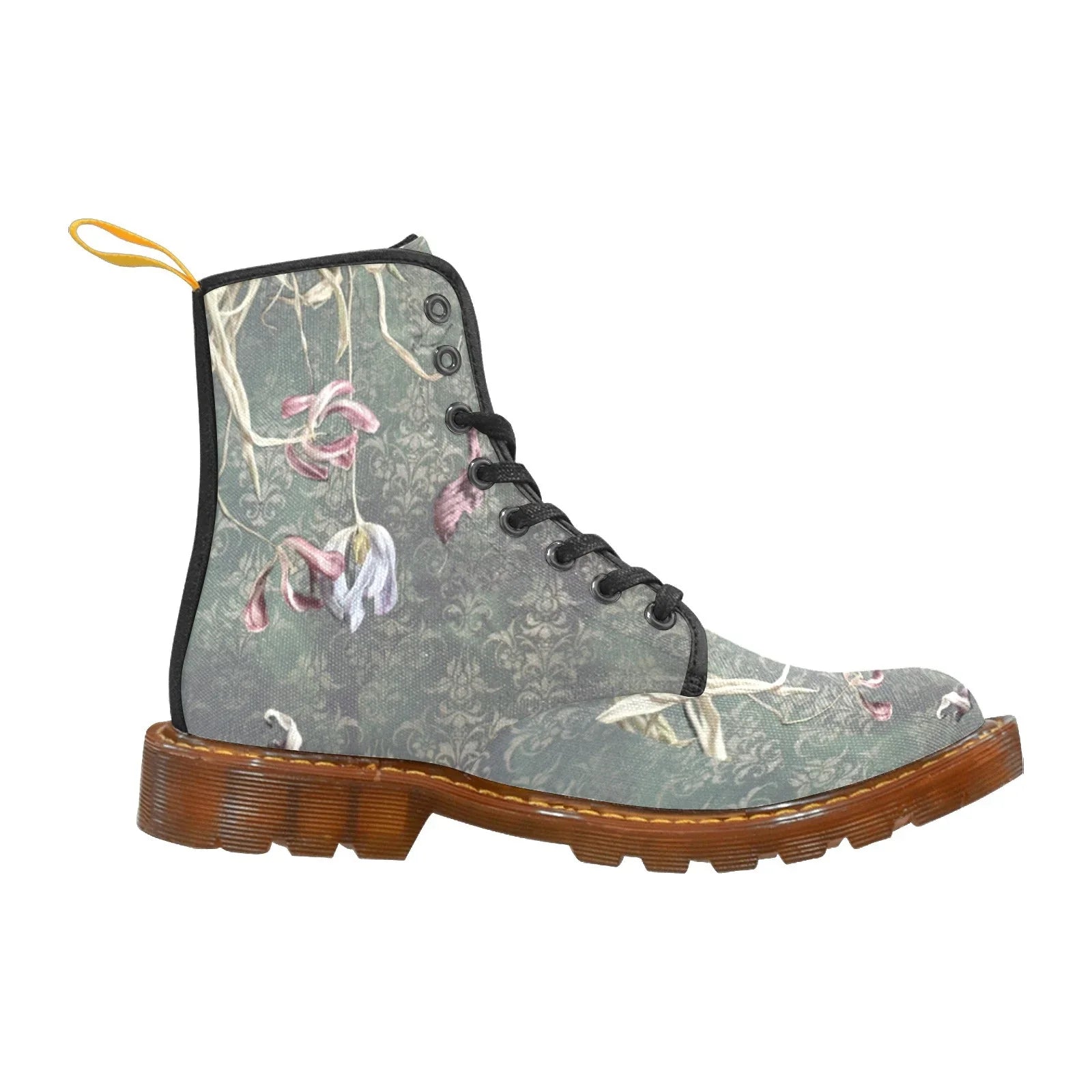 Damascus Tulip Drama Custom Canvas Boots For Women Model 1203H - Lana Art Sweden