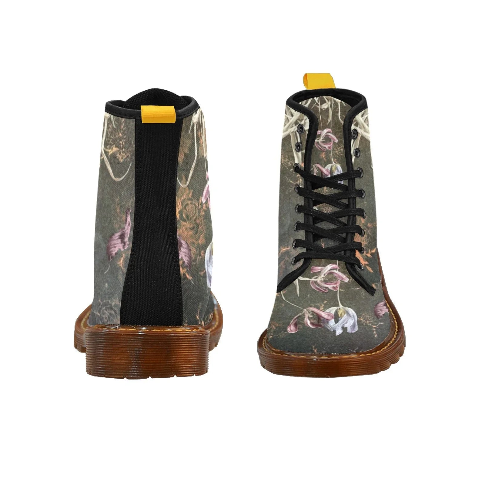 Damascus Tulip Twilight Custom Canvas Boots For Women Model 1203H - Lana Art Sweden