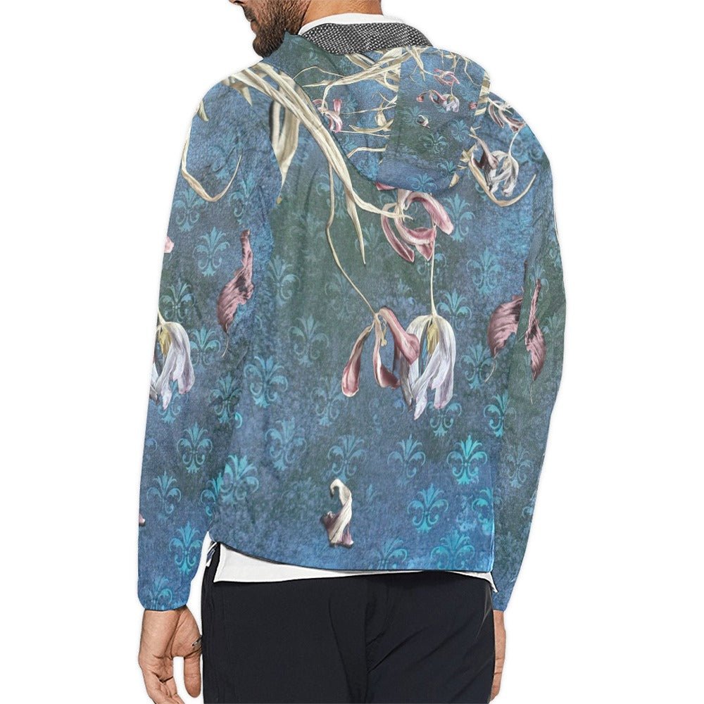 Damaskus Tulip Azurro Unisex Windbreaker - Lana Art Sweden