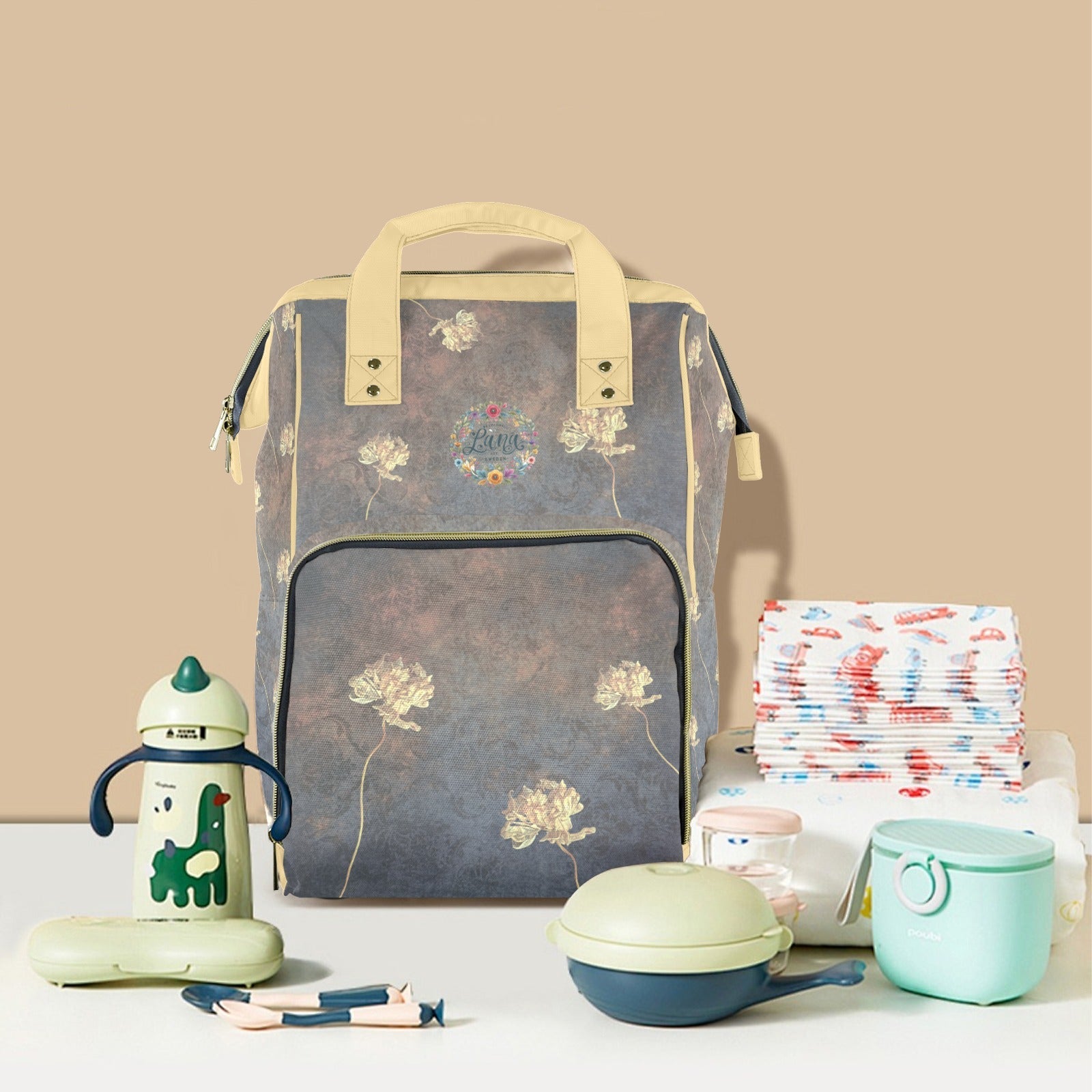 Damaskus Tulip Dusk Multi - Function Travel Diaper Bag - Large - Lana Art Sweden