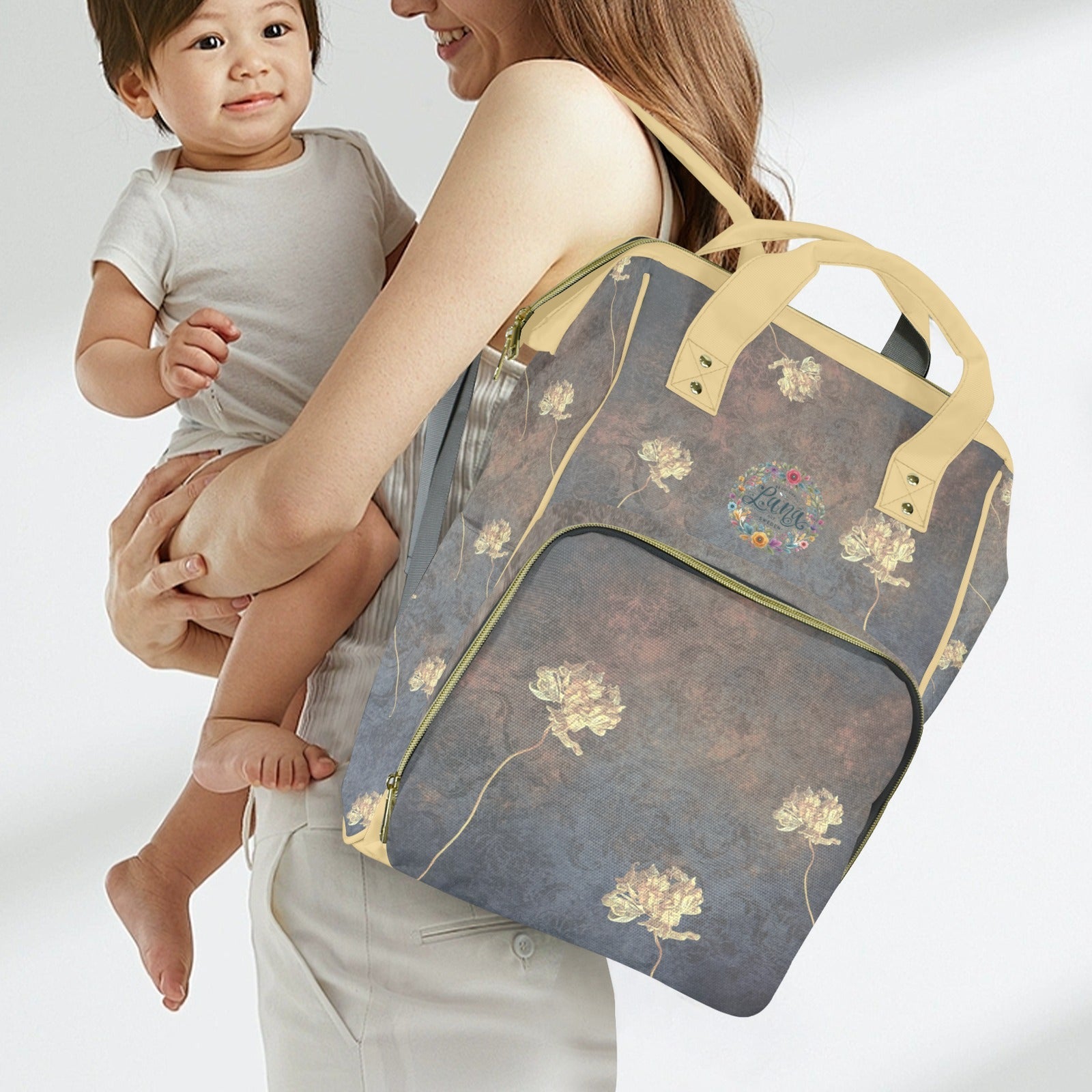 Damaskus Tulip Dusk Multi - Function Travel Diaper Bag - Large - Lana Art Sweden