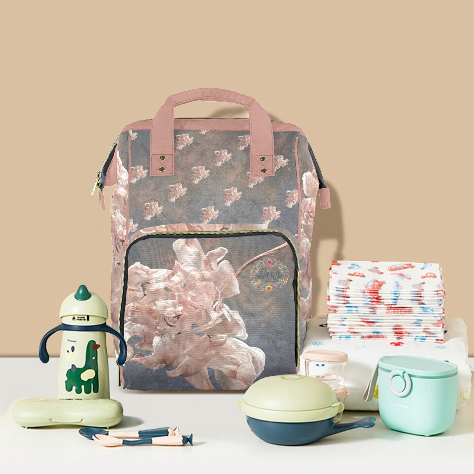 Damaskus Tulip Kingdom Multi - Function Travel Diaper Bag - Large - Lana Art Sweden