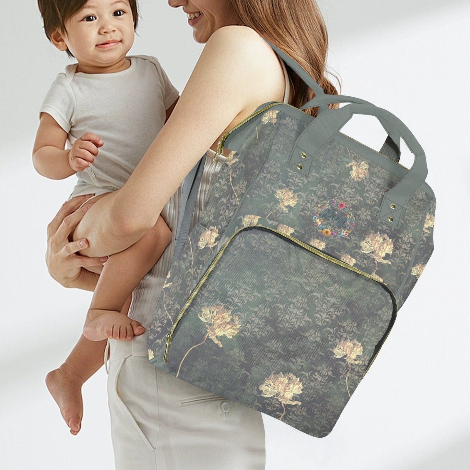 Damaskus Tulip Multi - Function Travel Diaper Bag - Large - Lana Art Sweden