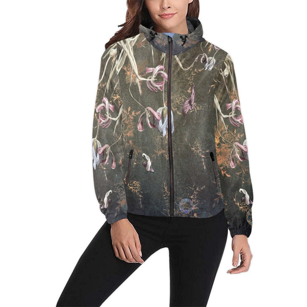 Damaskus Tulip Noir Unisex Windbreaker - Lana Art Sweden