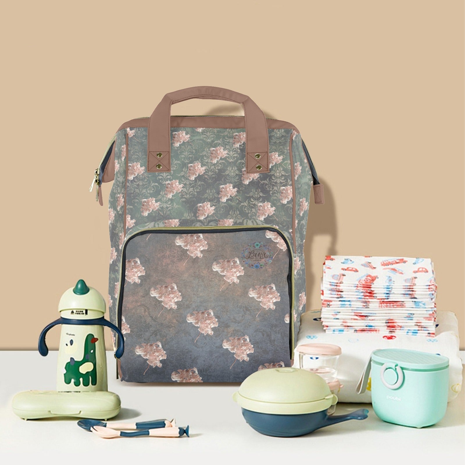 Damaskus Tulips Kingdom Multi - Function Travel Diaper Bag - Large - Lana Art Sweden
