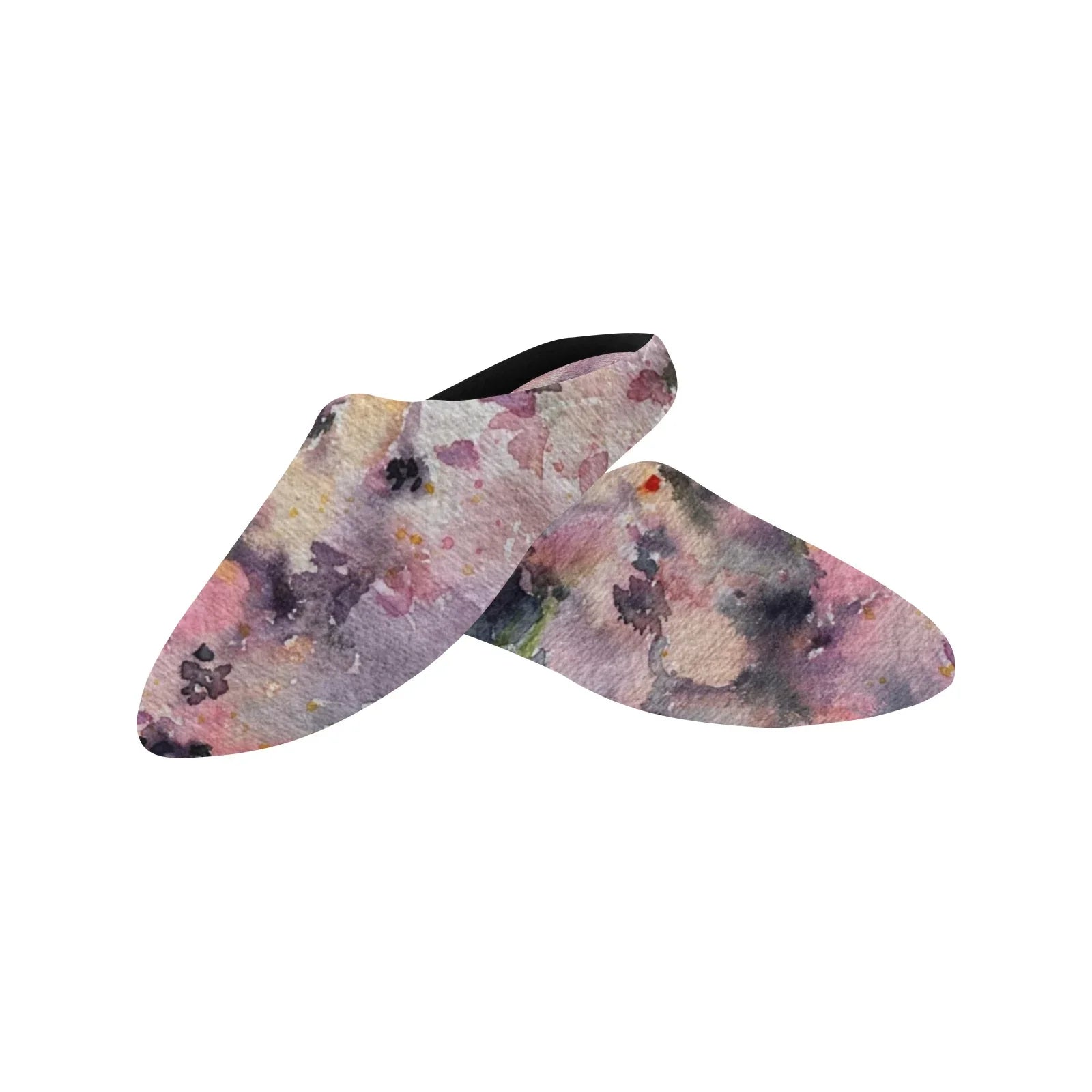 Rose Wave Schwarze rutschfeste Baumwoll-Hausschuhe für Damen (Modell 0602)