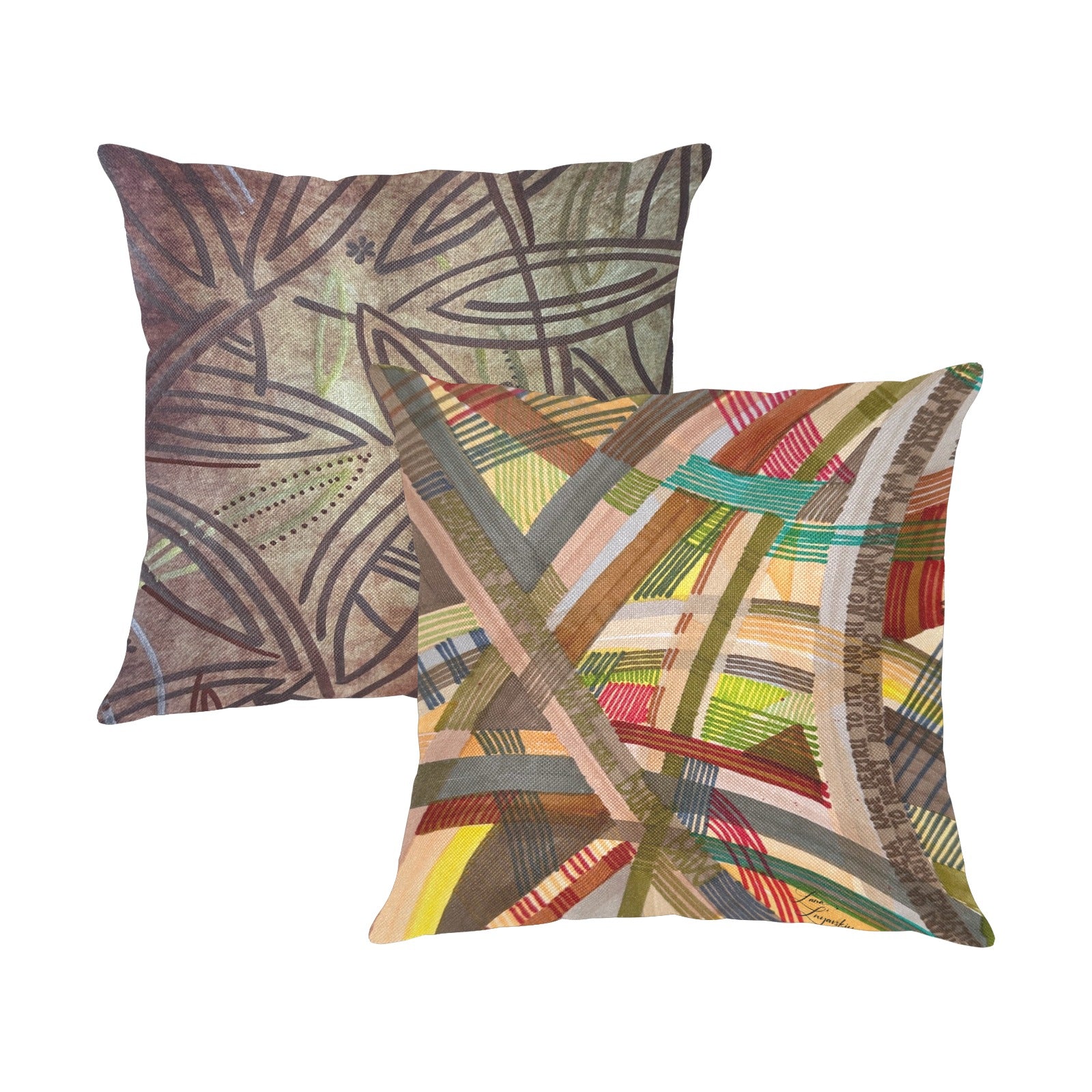Brown Elegance and Narutology Linen Zippered Pillowcase 18"x18"(Pack of 2)