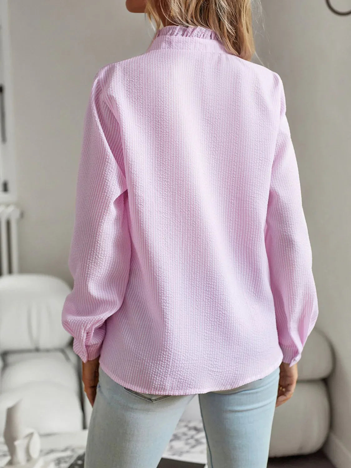 Devine Ruffle Trim Long Sleeve Shirt - Lana Art Sweden