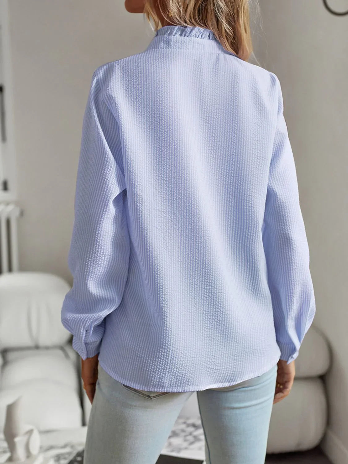 Devine Ruffle Trim Long Sleeve Shirt - Lana Art Sweden