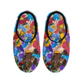 Fall Flowers Black Women's Non-Slip Cotton Slippers with plush vamp, synthetic velvet lining, and anti-skid TPR sole.