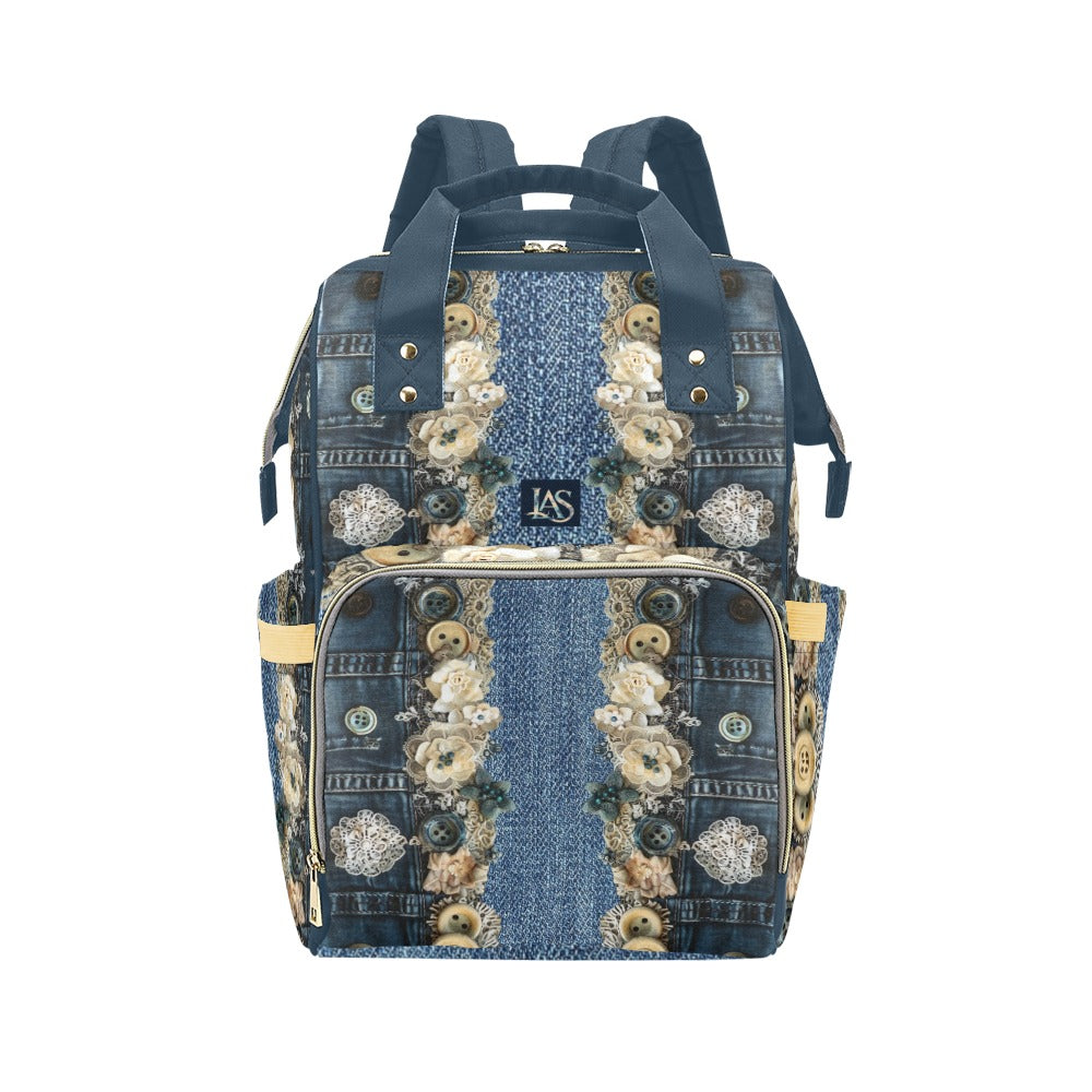 Denim Lace Ocean Multi-Function Diaper Backpack/Diaper Bag (Model 1688)