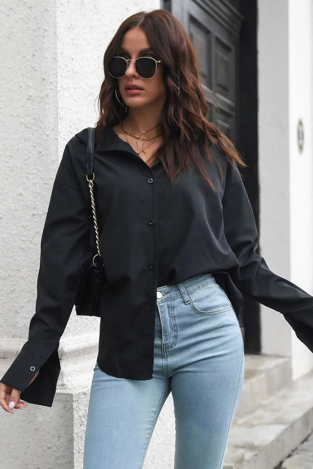 Dropped Shoulder Longline Shirt - Lana Art Sweden