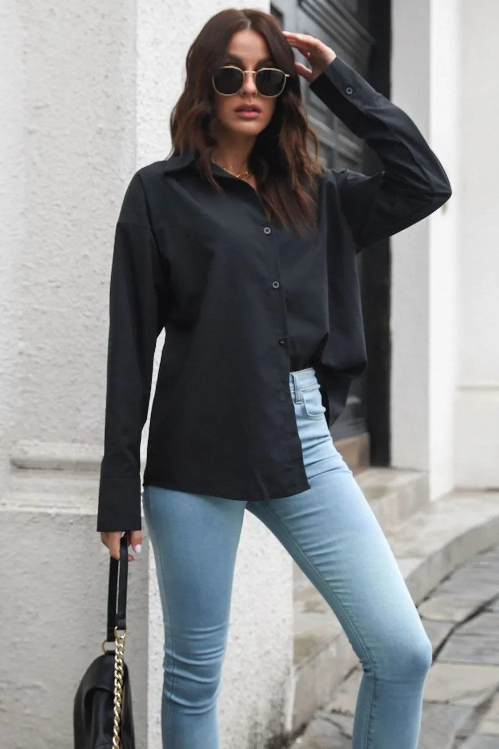 Dropped Shoulder Longline Shirt - Lana Art Sweden