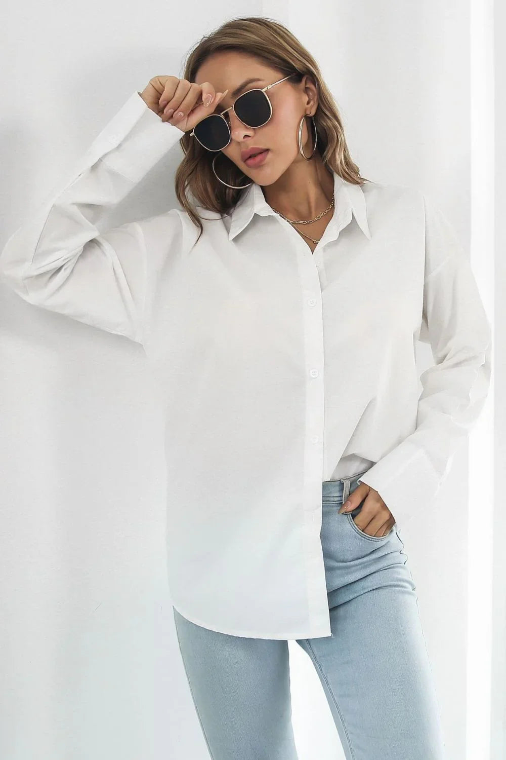 Dropped Shoulder Longline Shirt - Lana Art Sweden