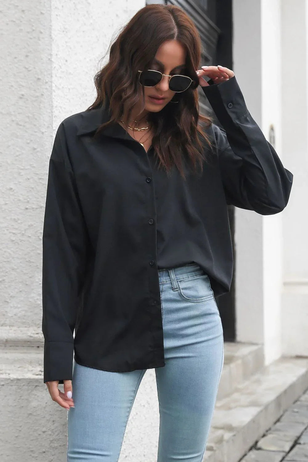 Dropped Shoulder Longline Shirt - Lana Art Sweden