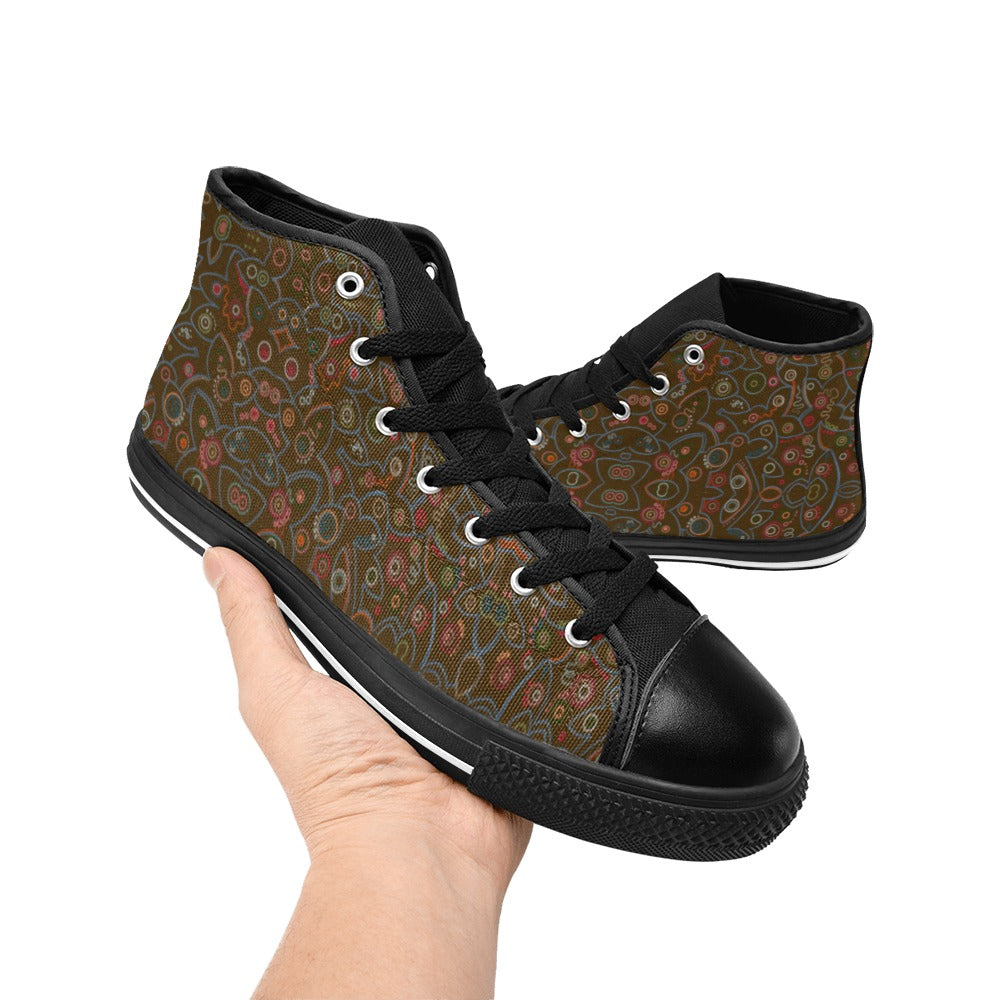 Fall Fireflies Mosaic Kids' High Top Canvas Shoes