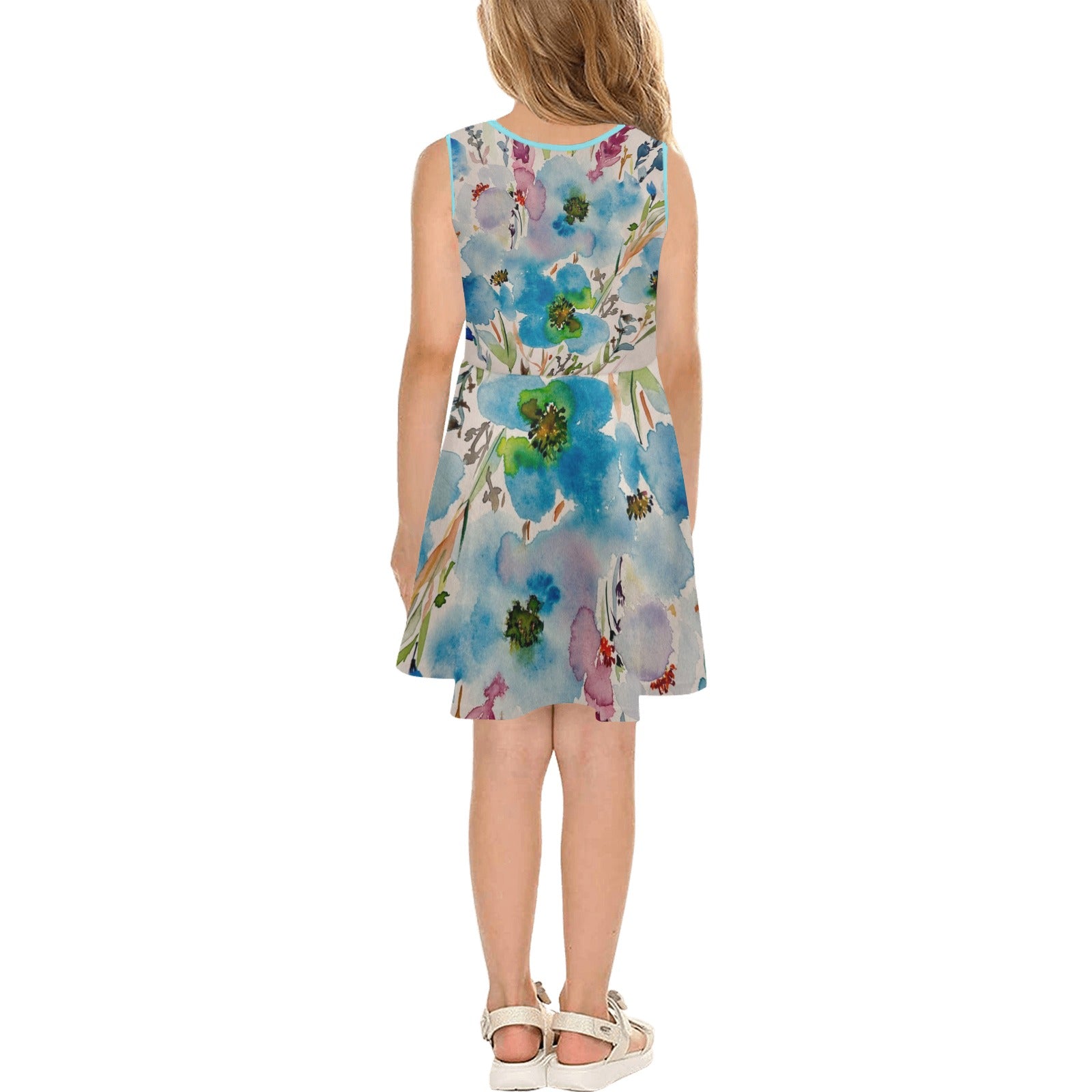 Blue Hibiscus Girls' Sleeveless Sundress