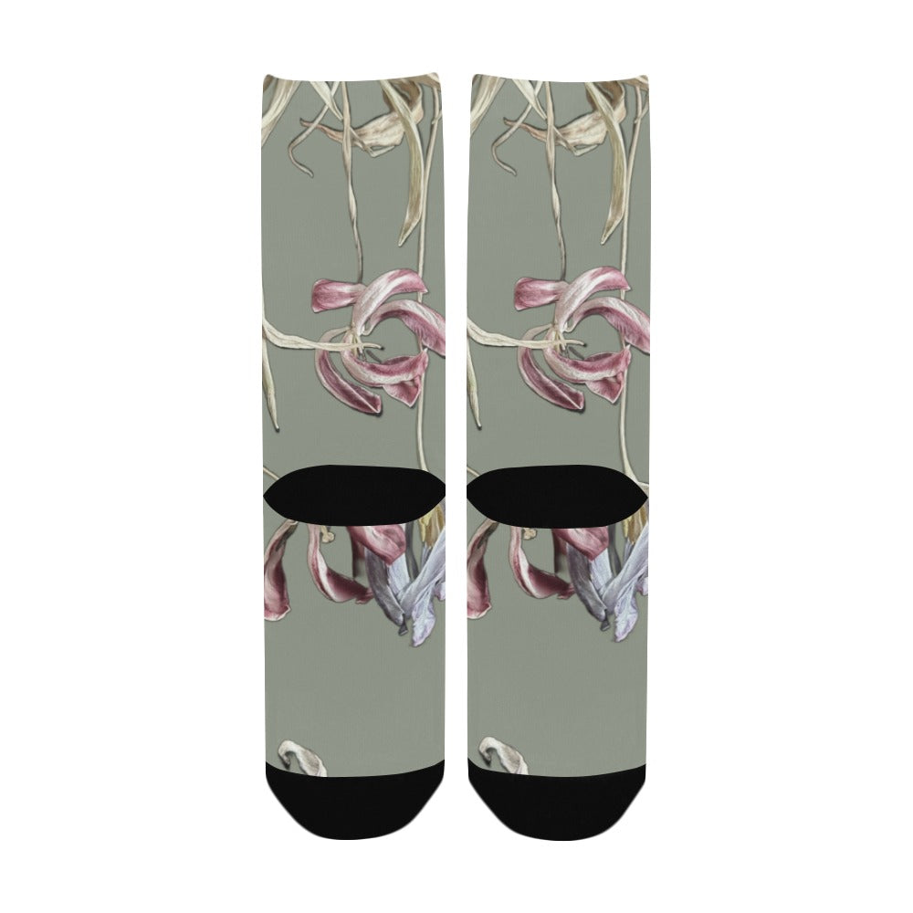 Three Tulips Dark Sage Women's Custom Socks