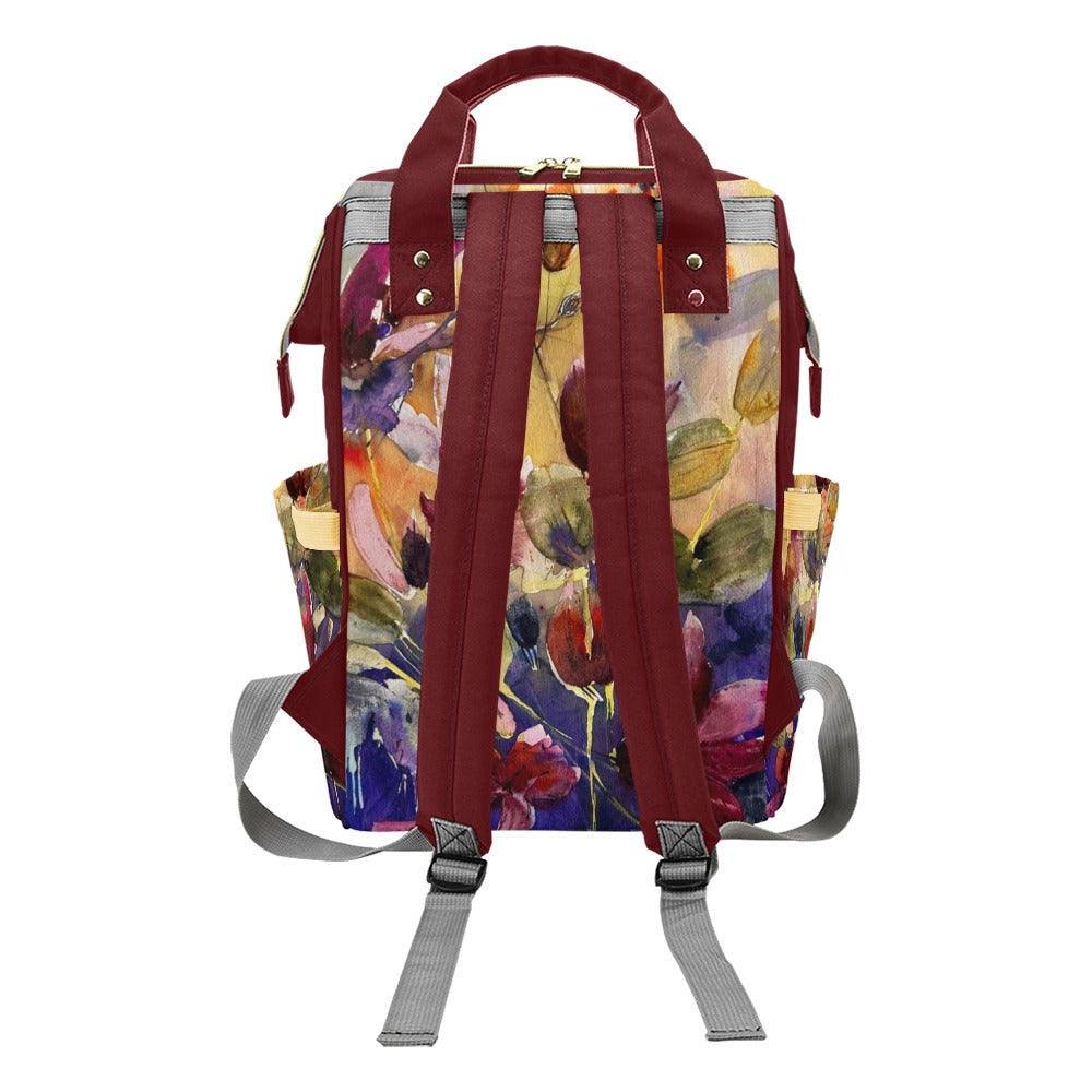 Winter Cyclamen Multi-Function Backpack/Diaper Bag