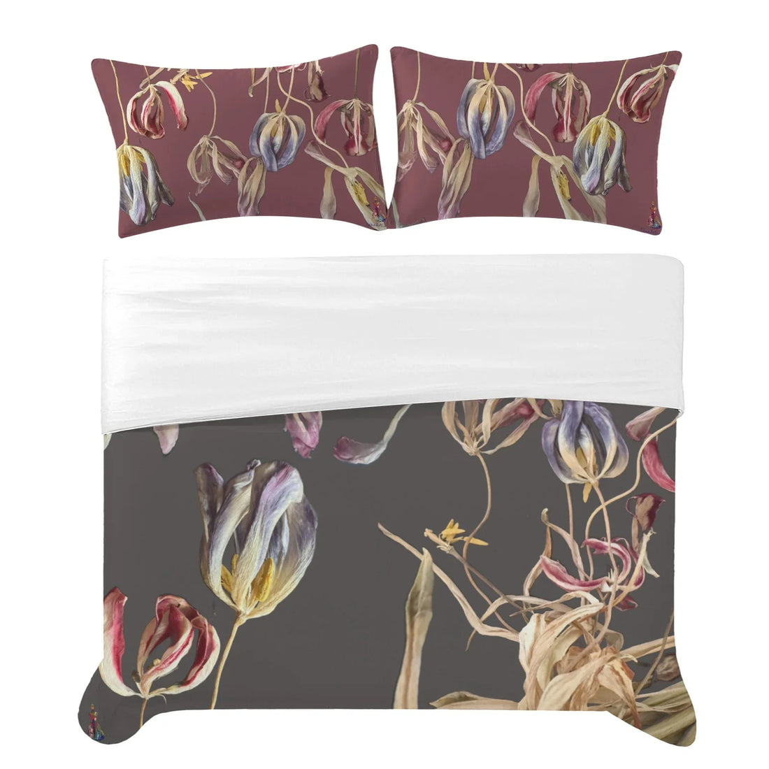 Tulip Universe Grey Ruby 3-Piece Bedding Set 94x104inch
