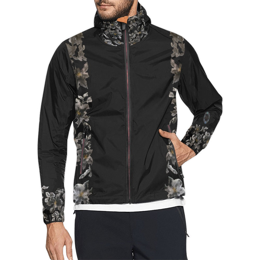 Flower Power Noir Unisex  Windbreaker
