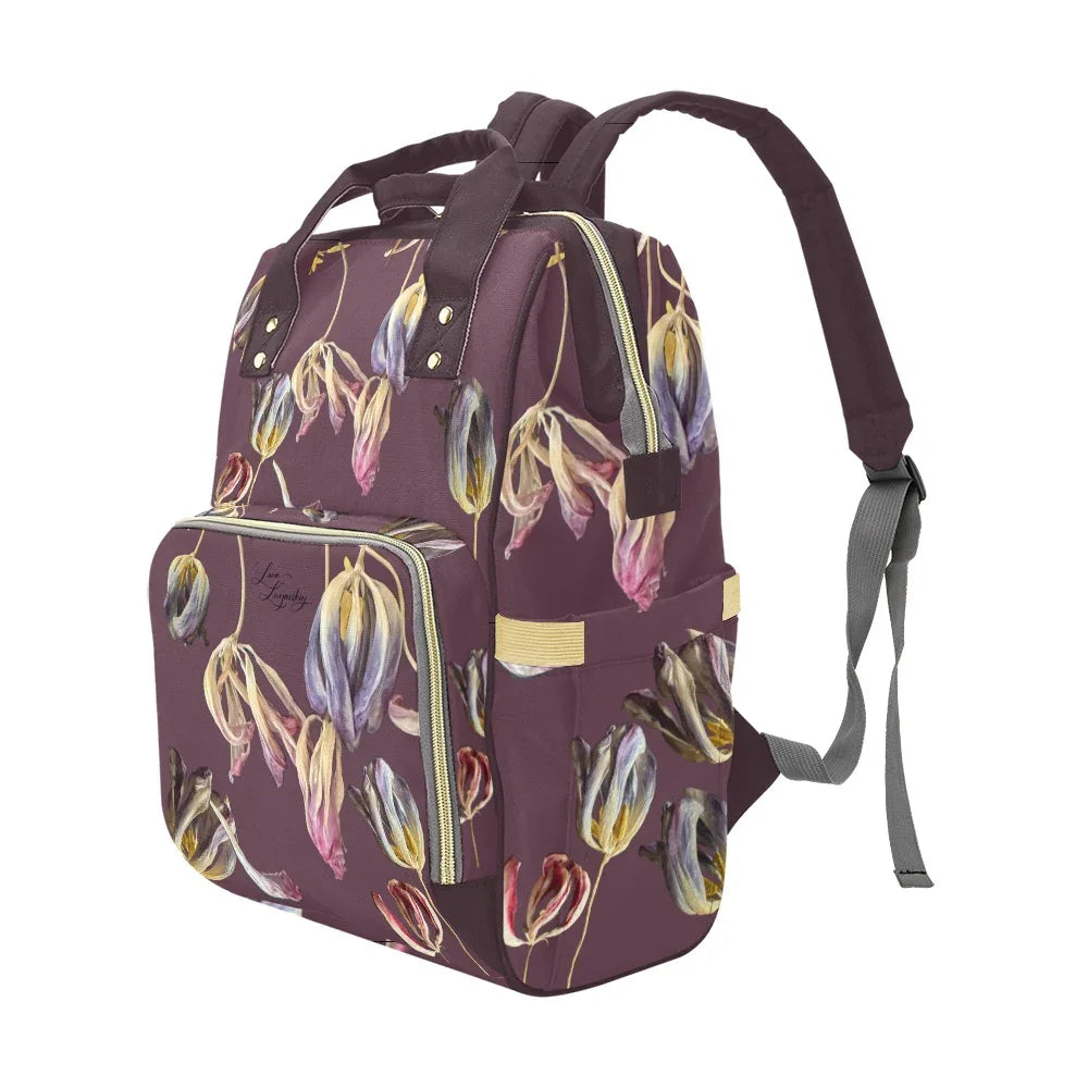 Tulip Mauve Wine Multi-Function Backpack