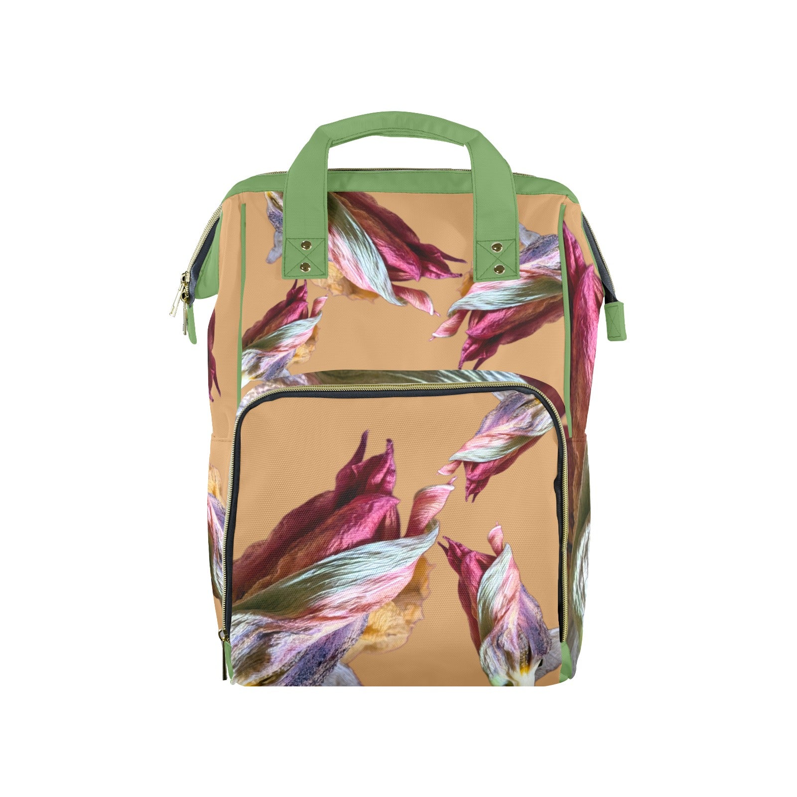 Red Tulip Twist Gold Multi-Function Travel Diaper Bag-Large