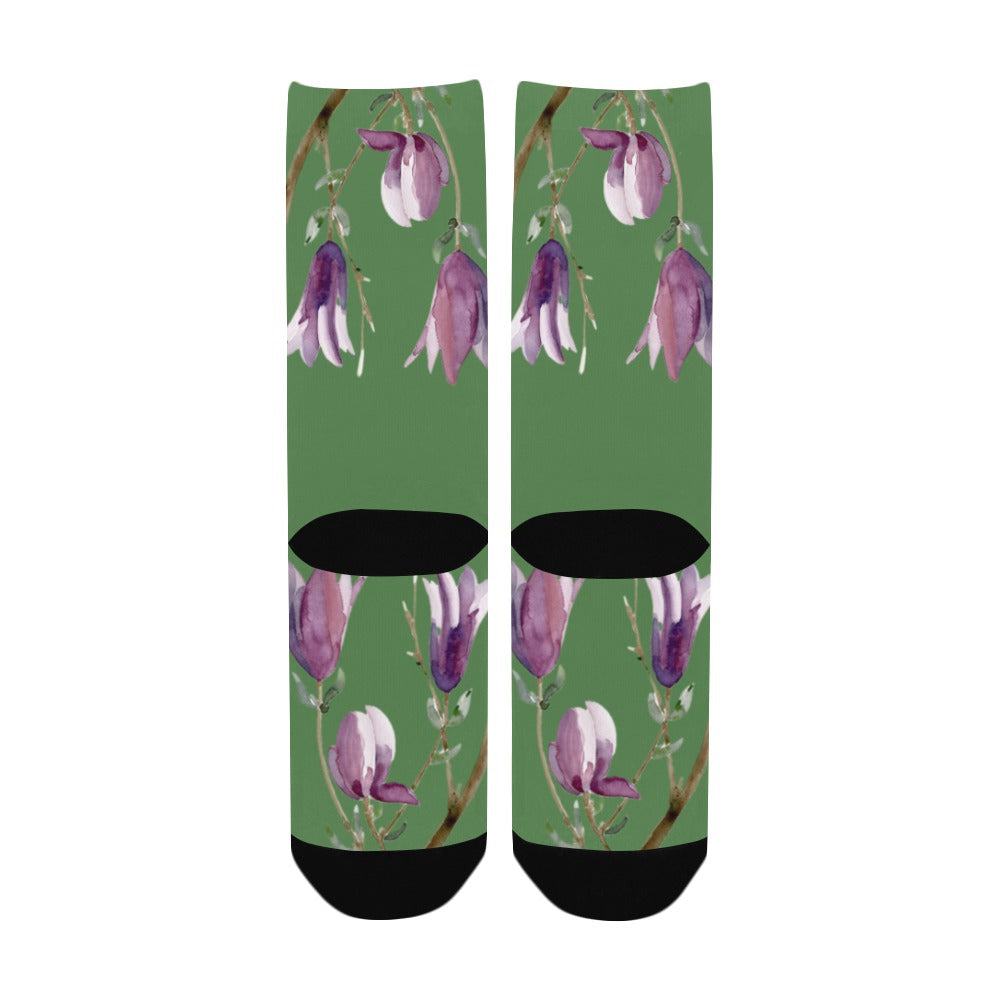 Magnolia Wild Wasabi Women's Custom Socks