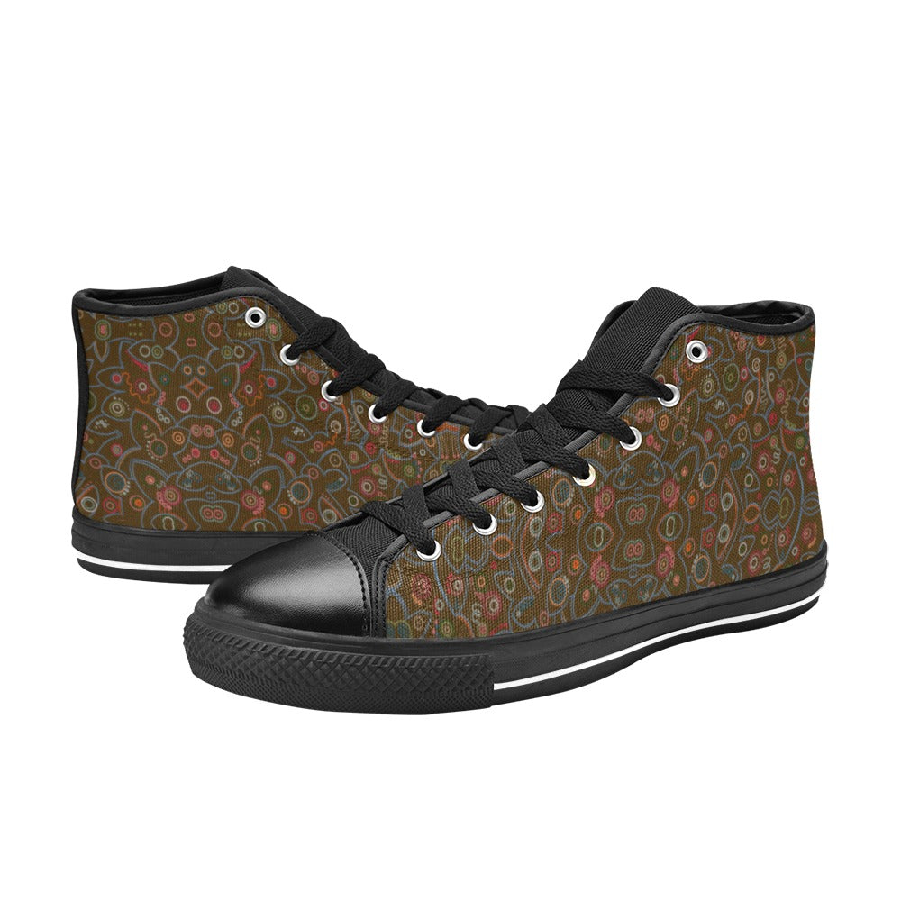 Fall Fireflies Mosaic Kids' High Top Canvas Shoes
