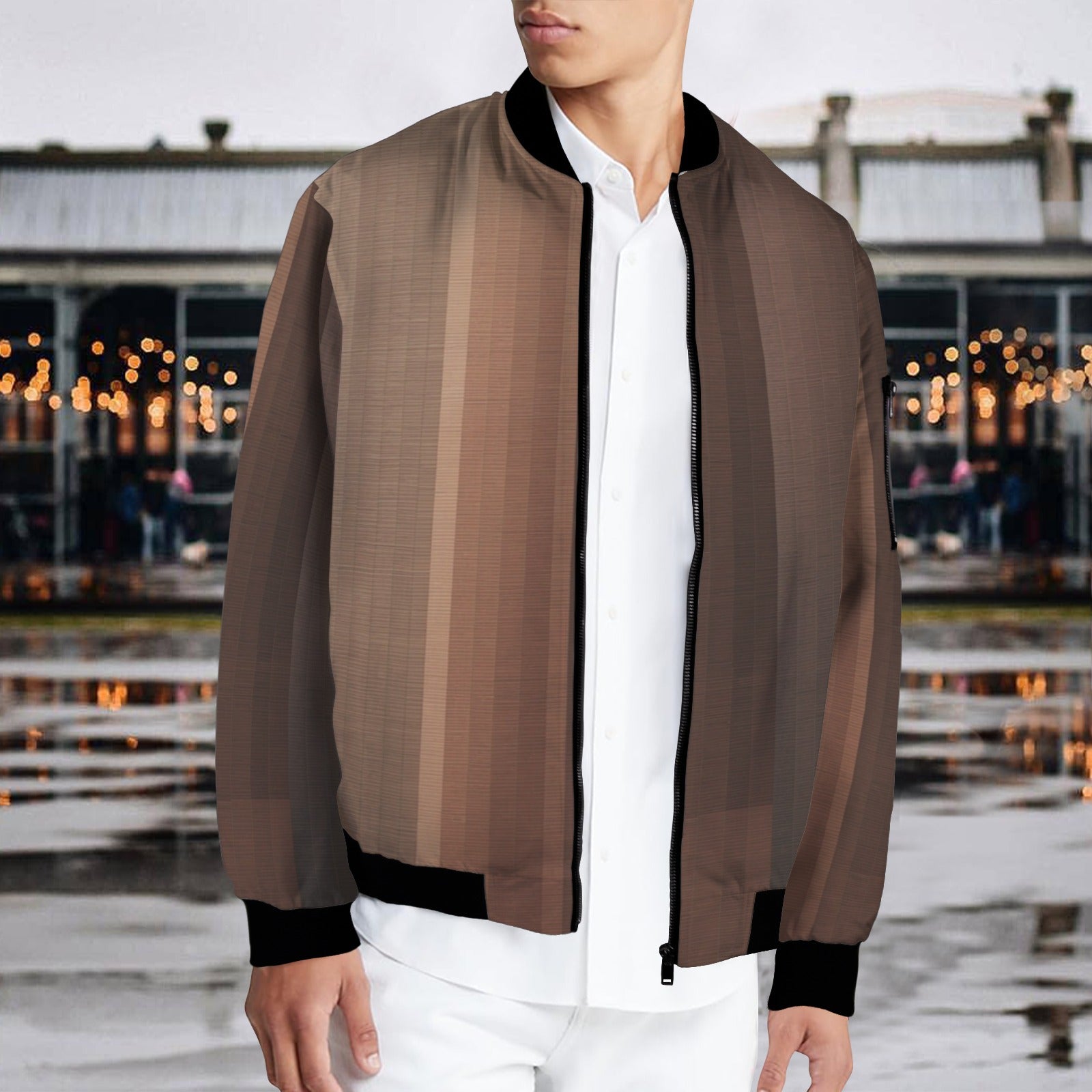 Elegant Brown Bomber Jacket - Lana Art Sweden