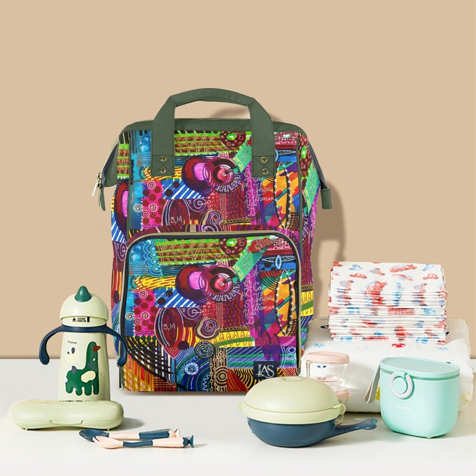 Energy Maps Green Multi - Function Travel Diaper Bag - Large - Lana Art Sweden