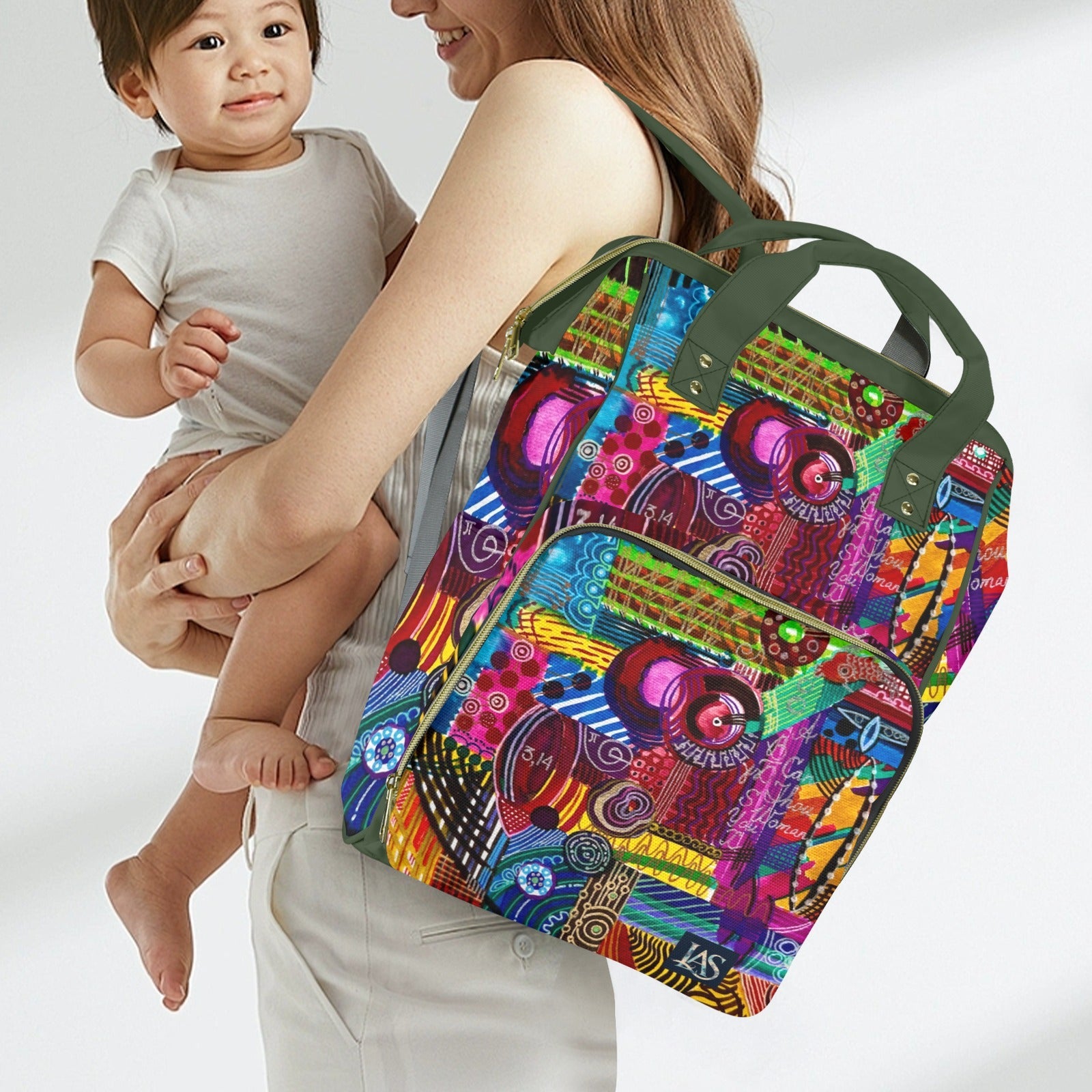 Energy Maps Green Multi - Function Travel Diaper Bag - Large - Lana Art Sweden