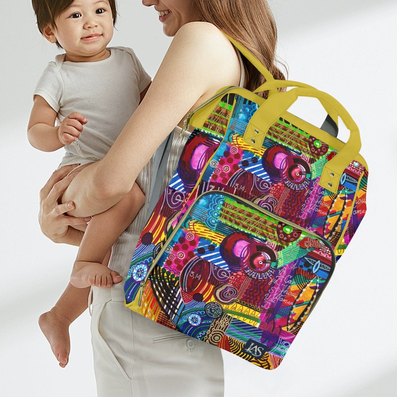 Energy Maps Mustard Multi - Function Travel Diaper Bag - Large - Lana Art Sweden