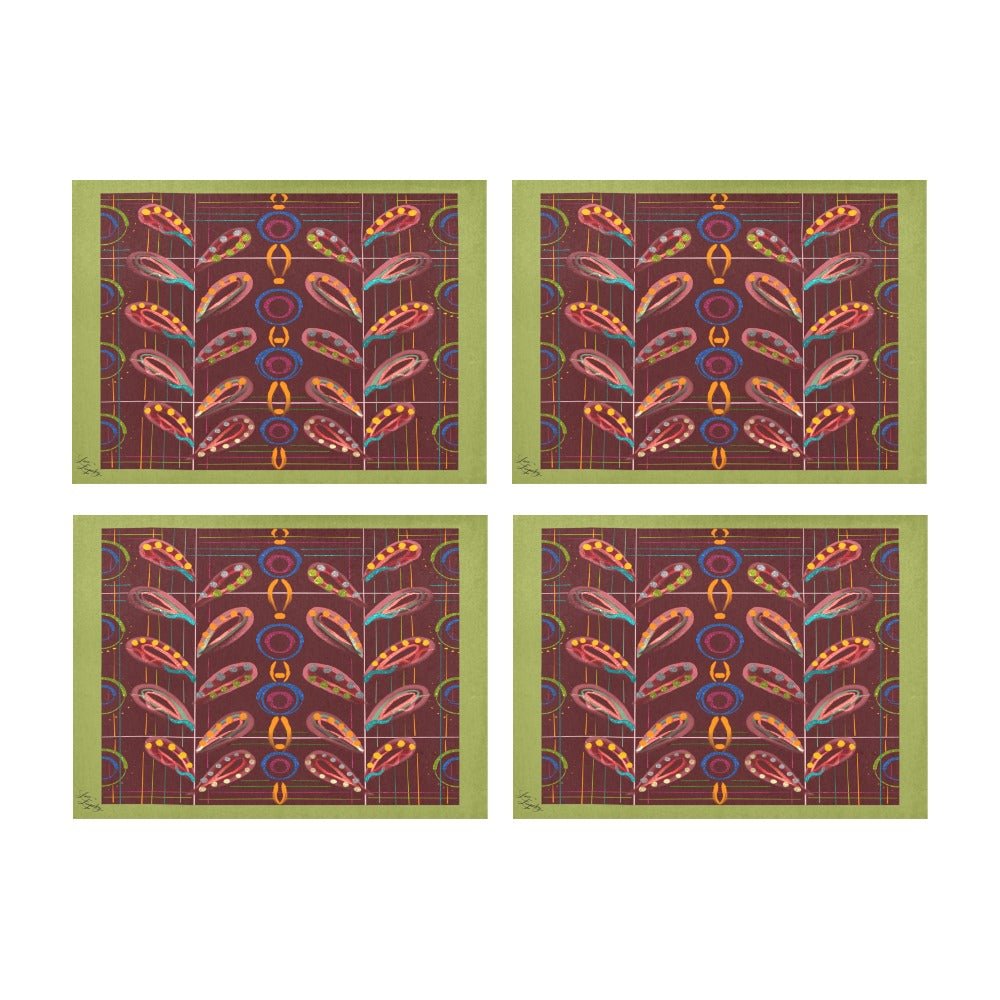 Exotic Peas Green Placemat 14’’ x 19’’ (Set of 4) - Lana Art Sweden