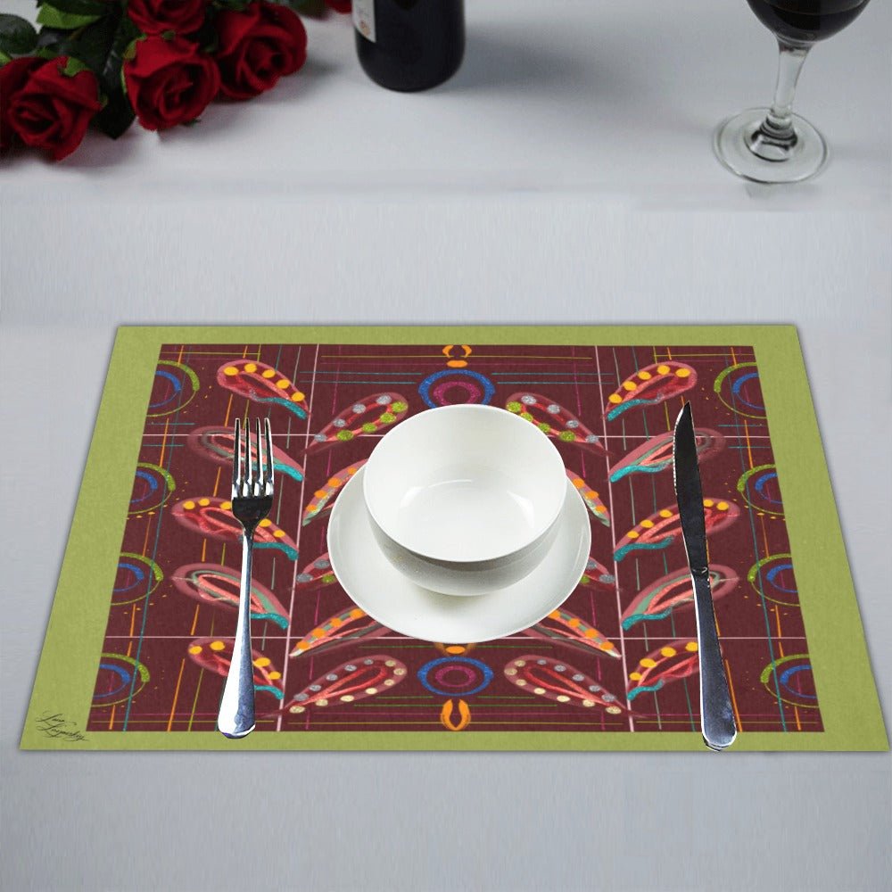 Exotic Peas Green Placemat 14’’ x 19’’ (Set of 4) - Lana Art Sweden