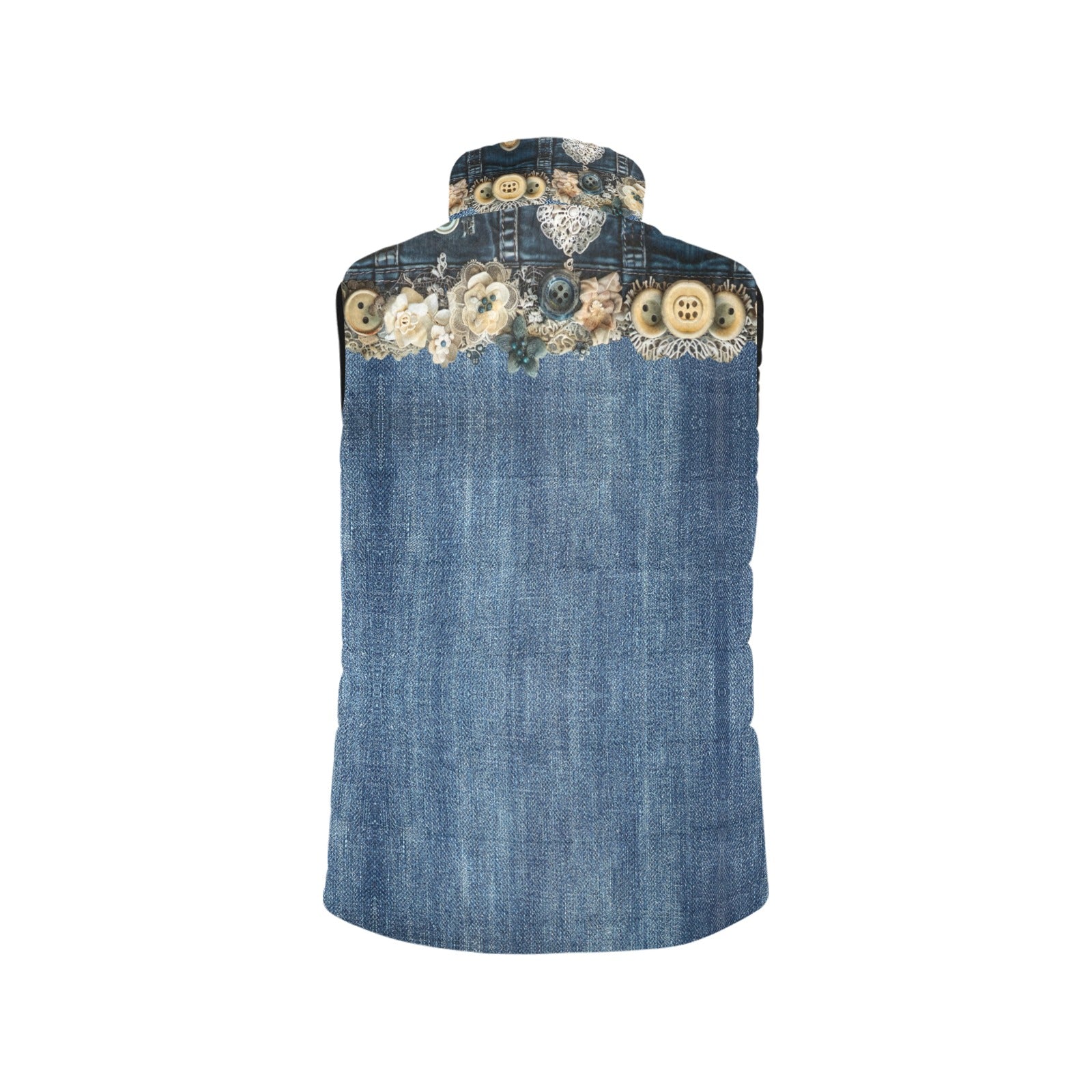 Denim Lace Women's Padded Vest