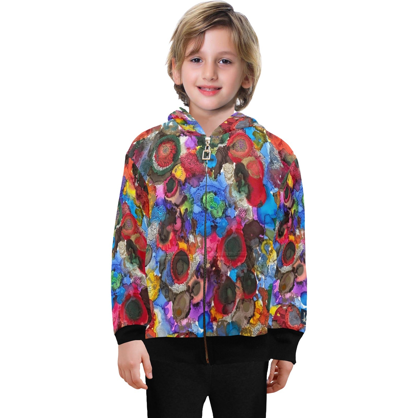 Cosmic Blooms Big Boys' Zip Up Hoodie (H58)