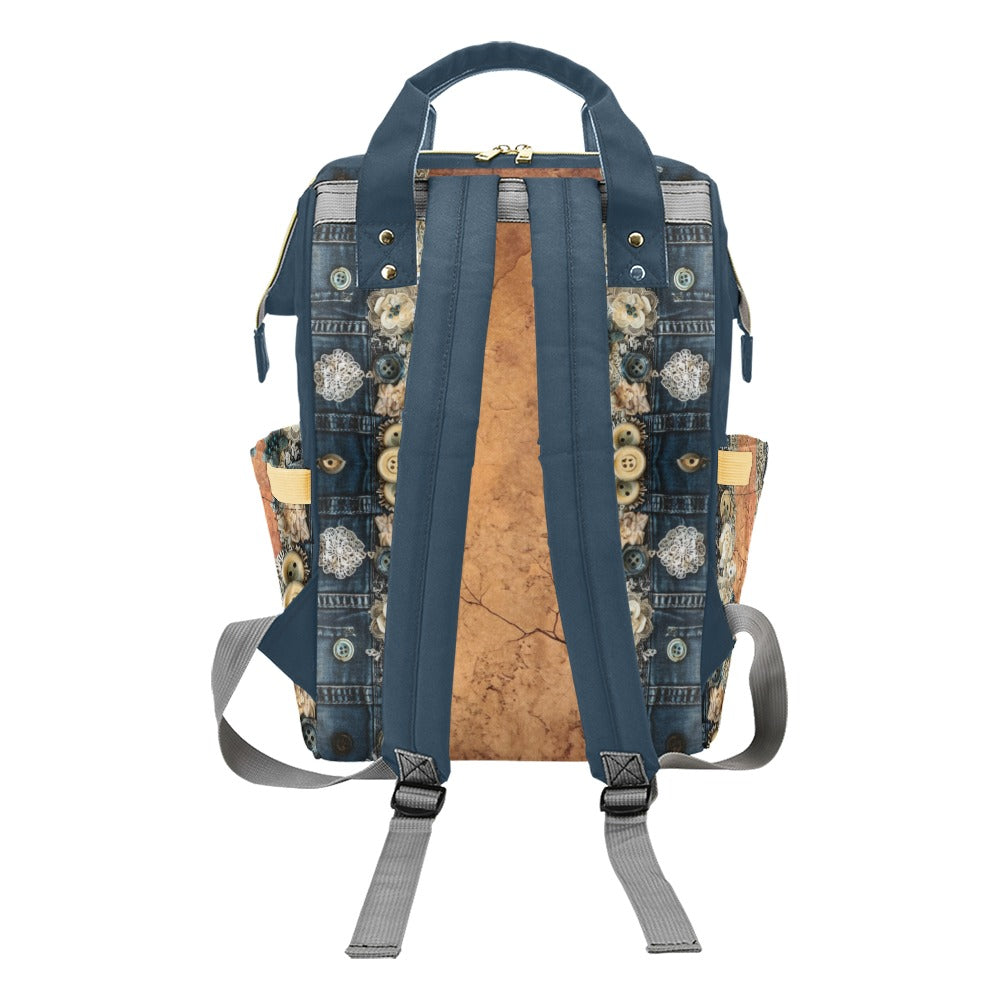 Denim Lace Venice Multi-Function Diaper Backpack/Diaper Bag (Model 1688)