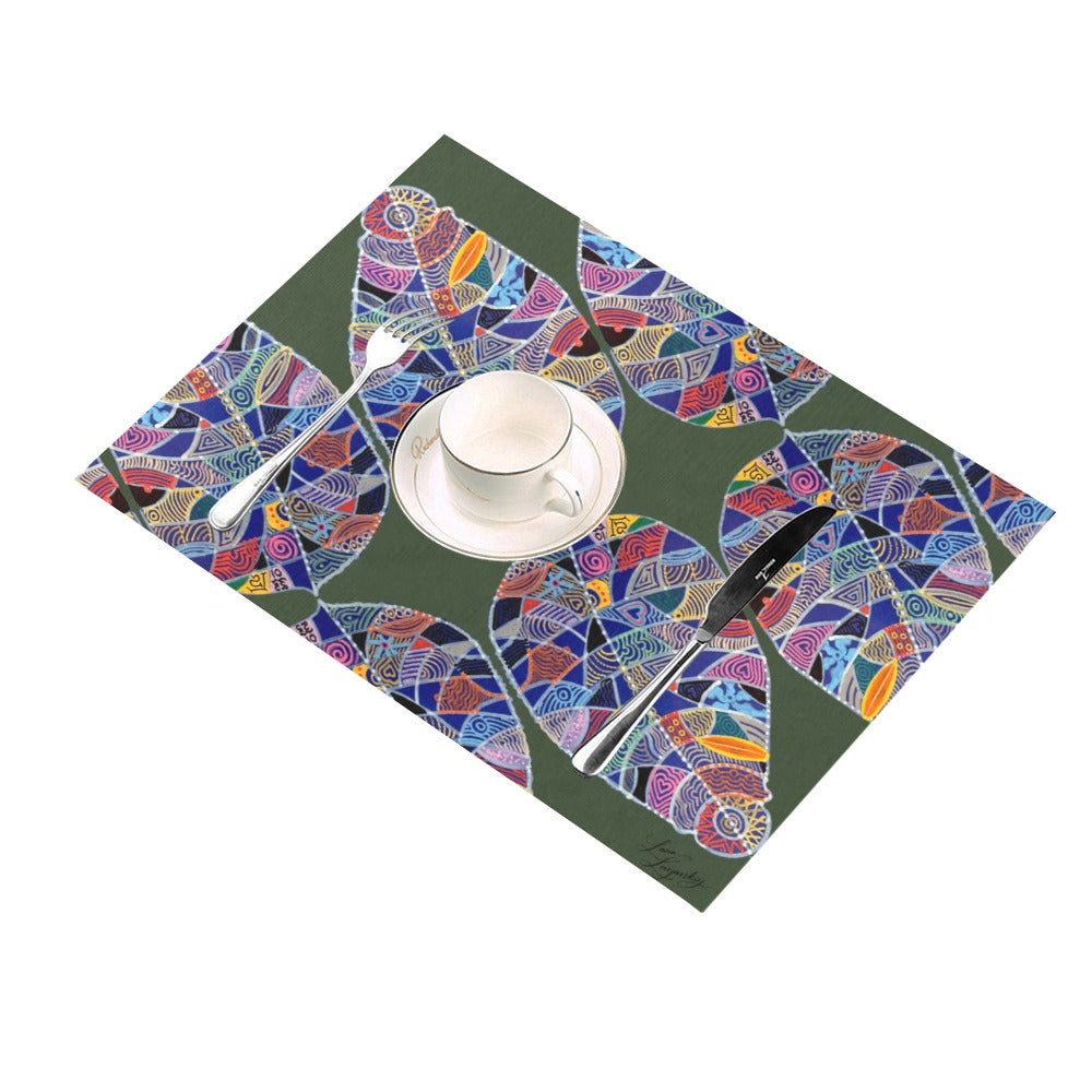 Fantasy Leaf Green Diagonal Placemat 14’’ x 19’’ (Set of 4)