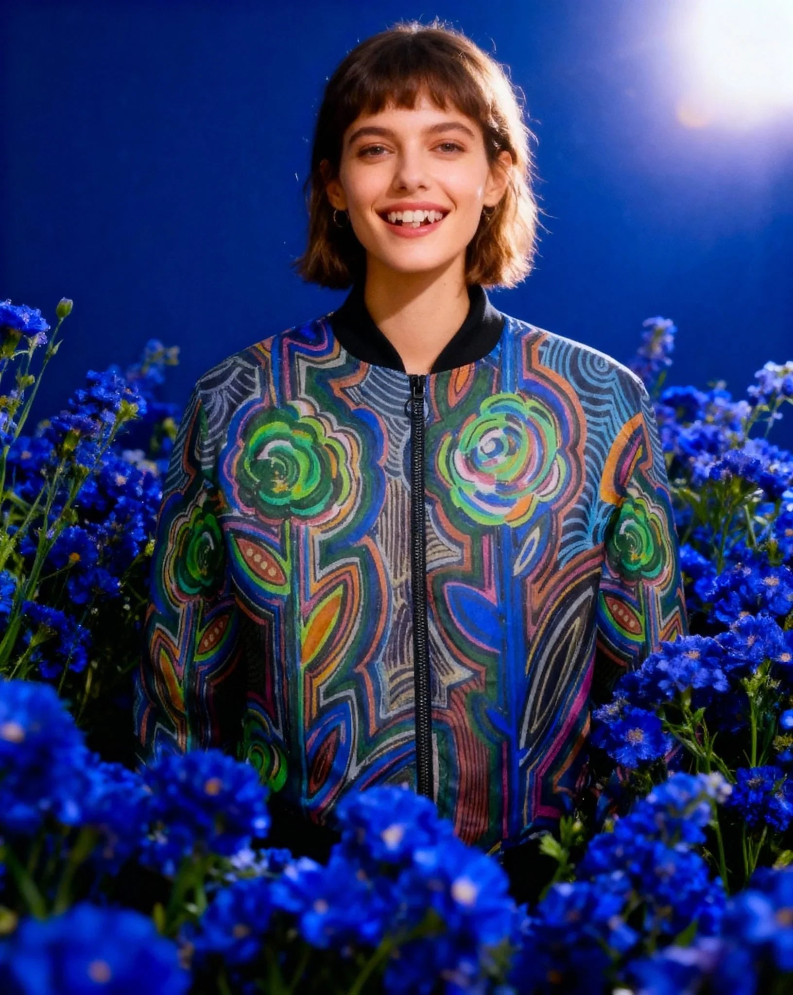 Fabled Flora Women's Bomber Jacket | Vibrant Fall Outerwear – Lana