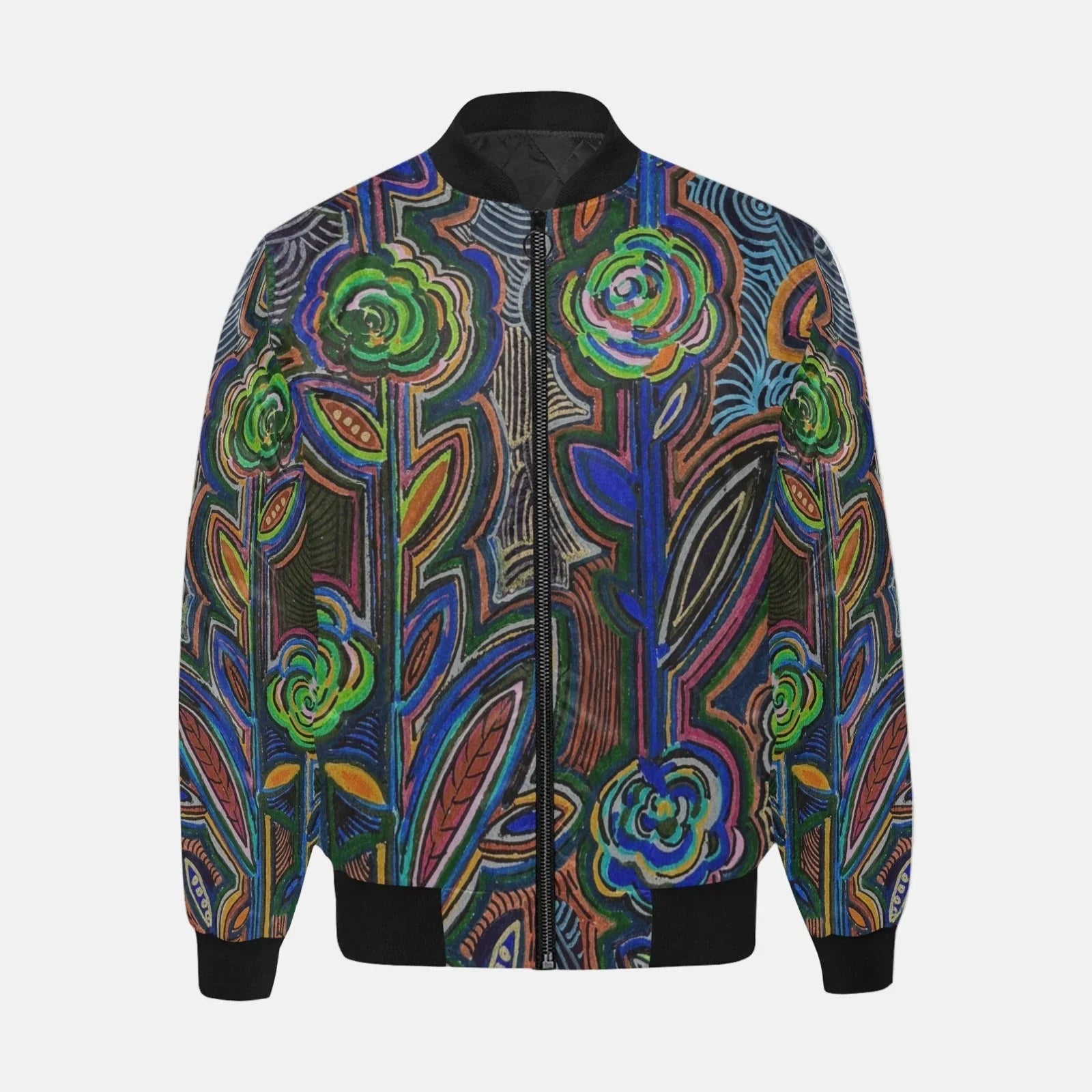 Fabled Flora Women's Bomber Jacket | Vibrant Fall Outerwear – Lana