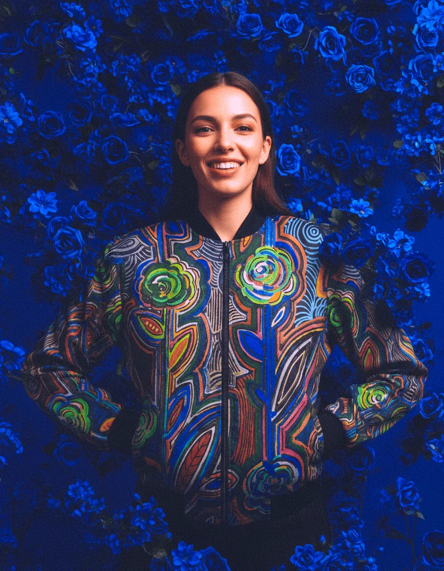 Fabled Flora Warm Women's Bomber Jacket - Lana Art Sweden