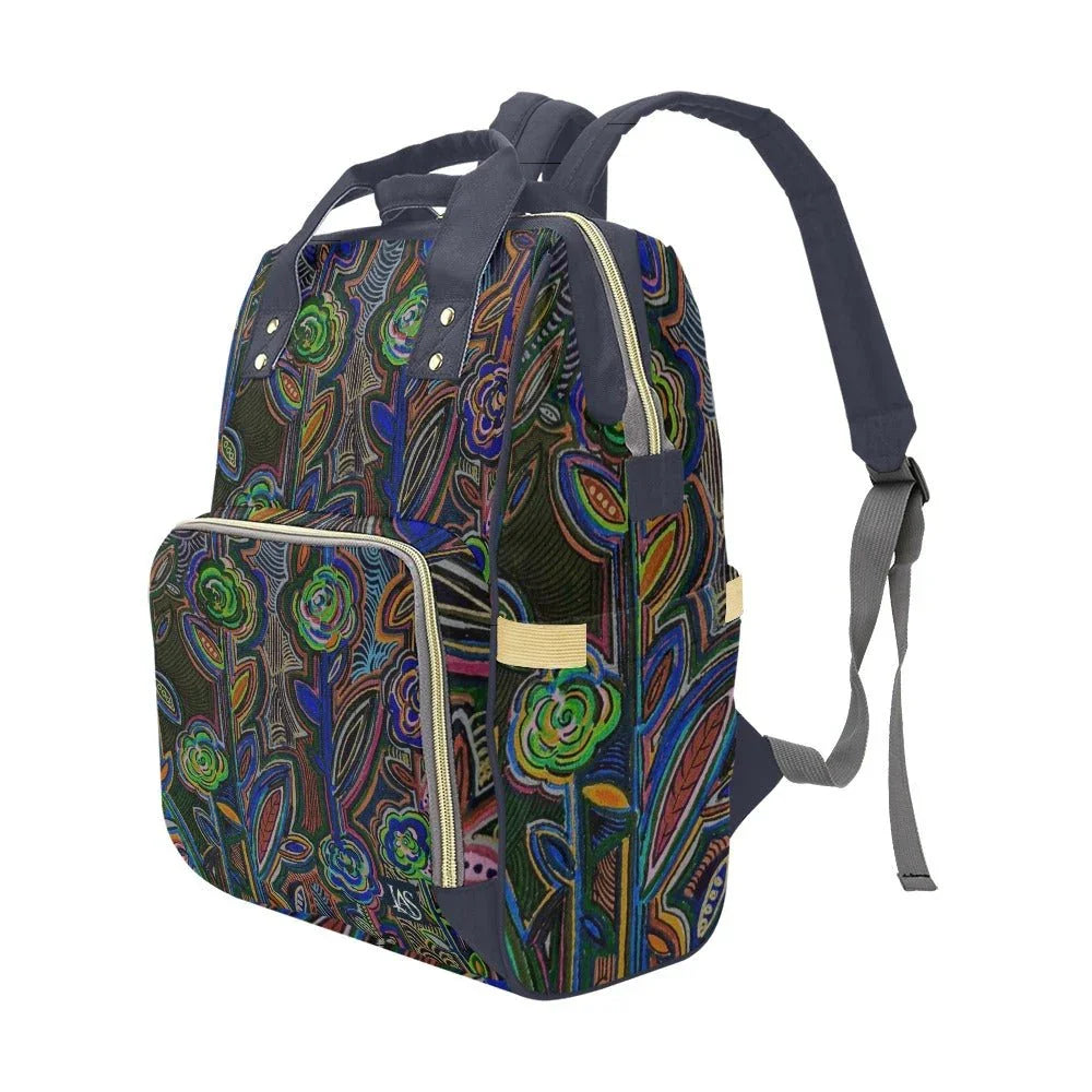 Fabled Flowers Crown Blue Multi - Function Backpack - Lana Art Sweden